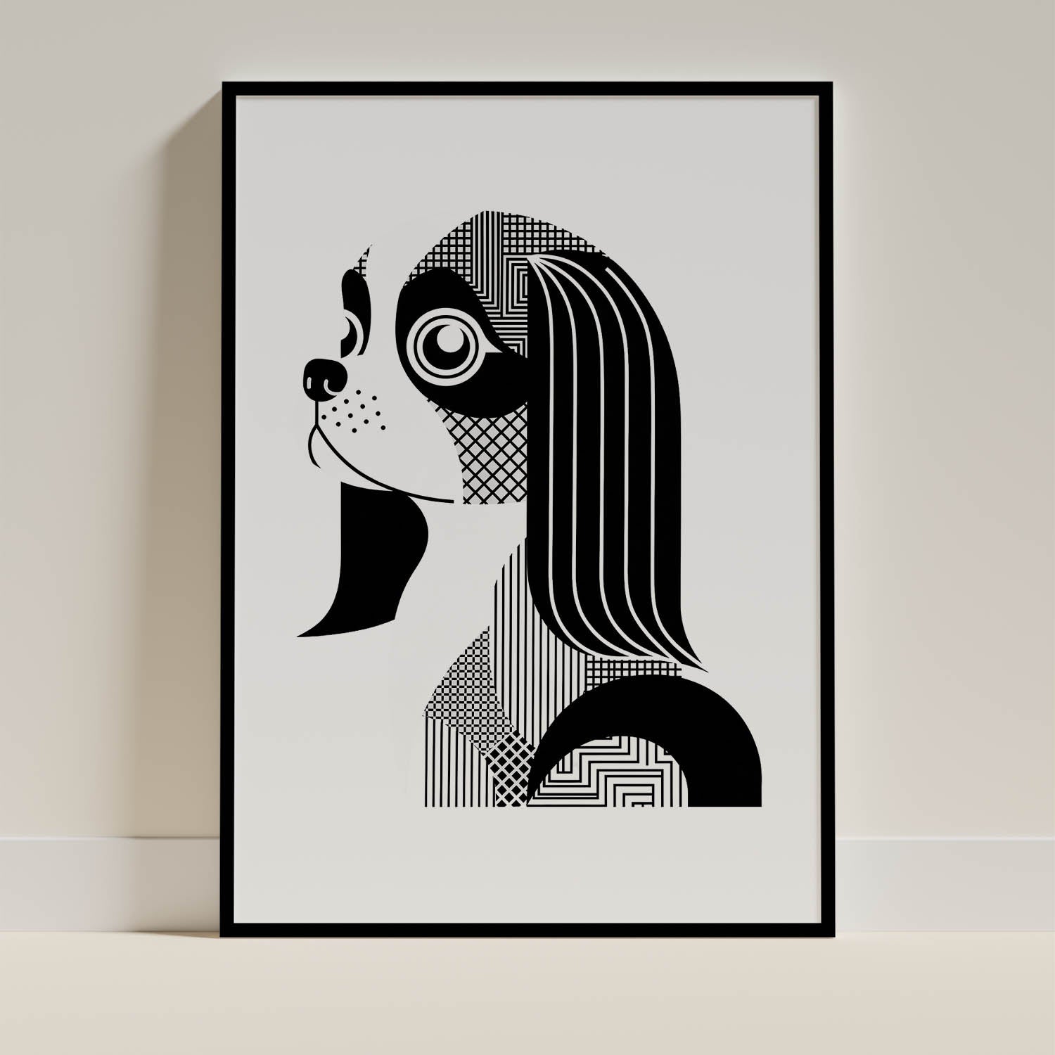 Japanese Chin Geometric Line Art mockup