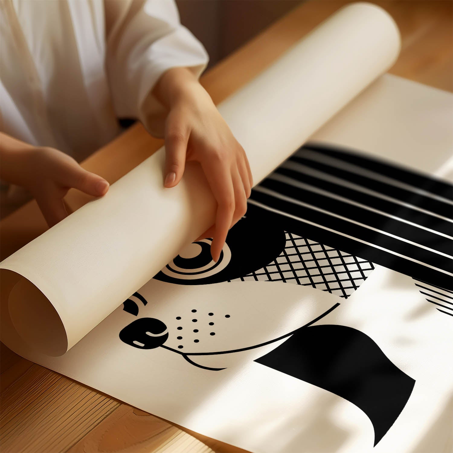 Japanese Chin Geometric Line Art mockup