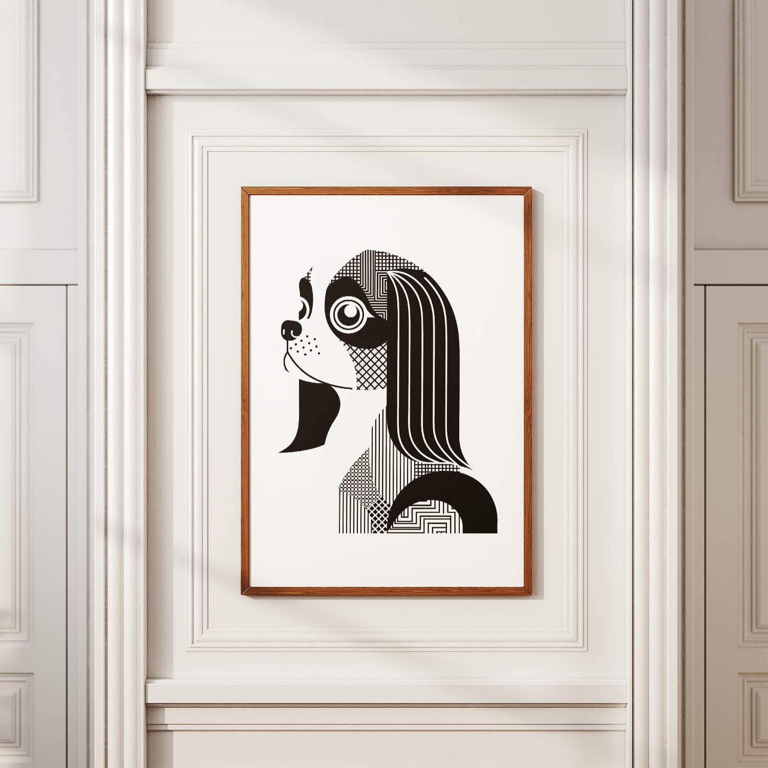 Japanese Chin Geometric Line Art mockup