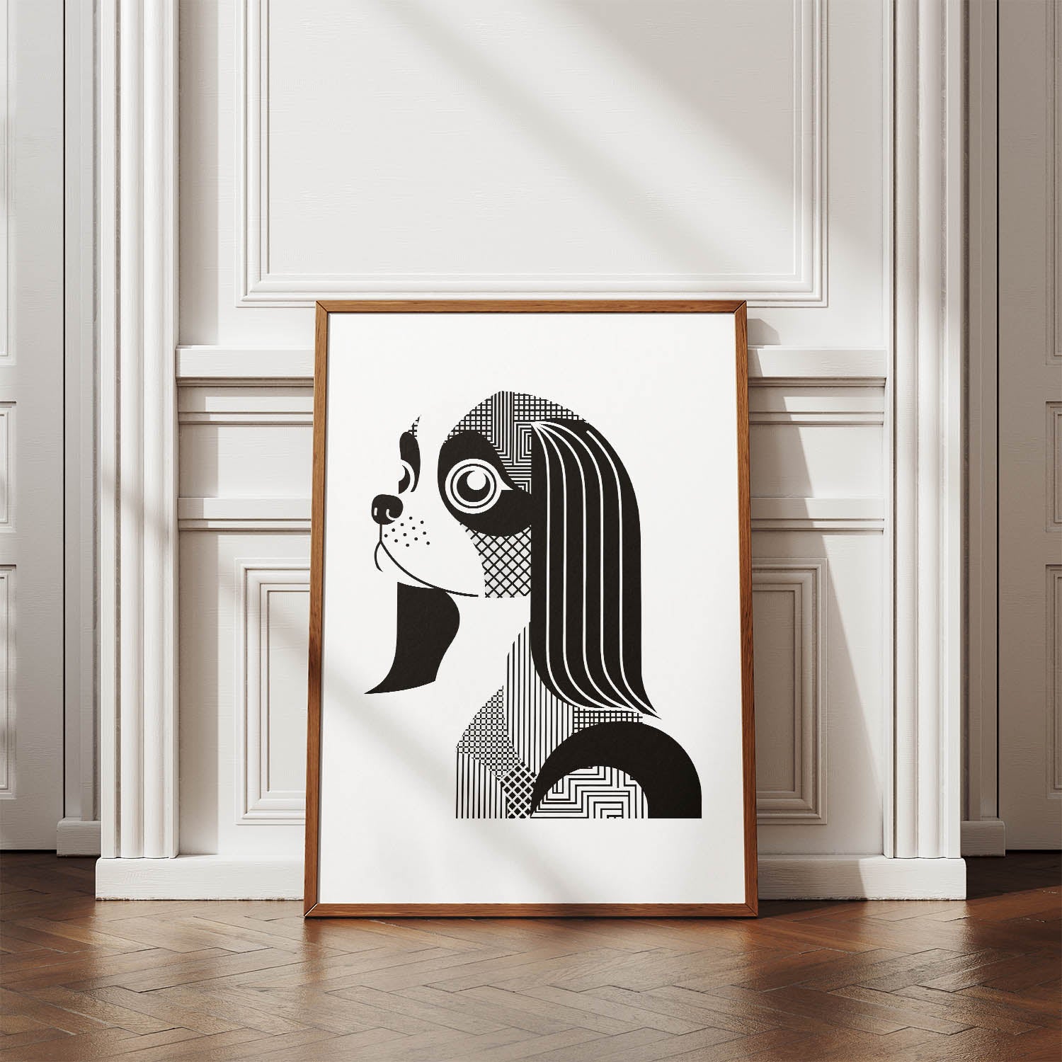 Japanese Chin Geometric Line Art mockup