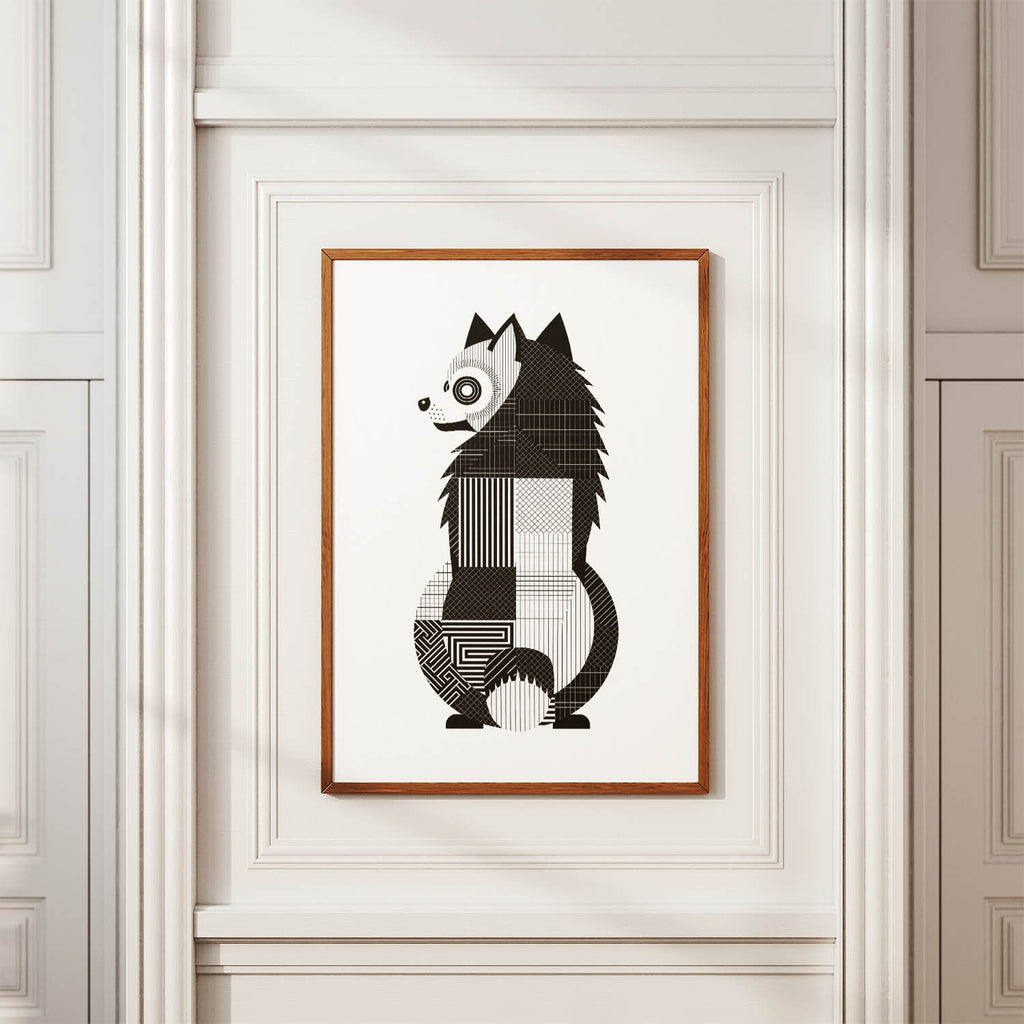 Keeshond Geometric Line Art mockup