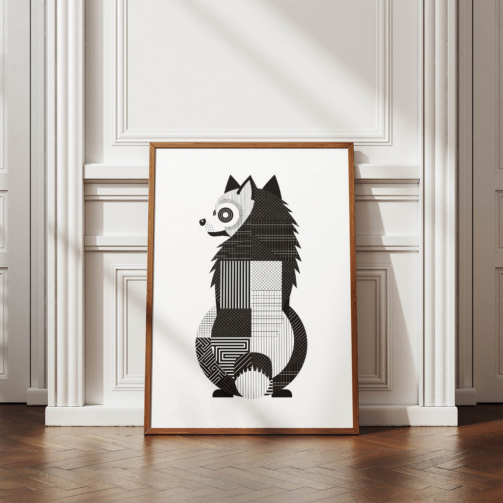 Keeshond Geometric Line Art mockup