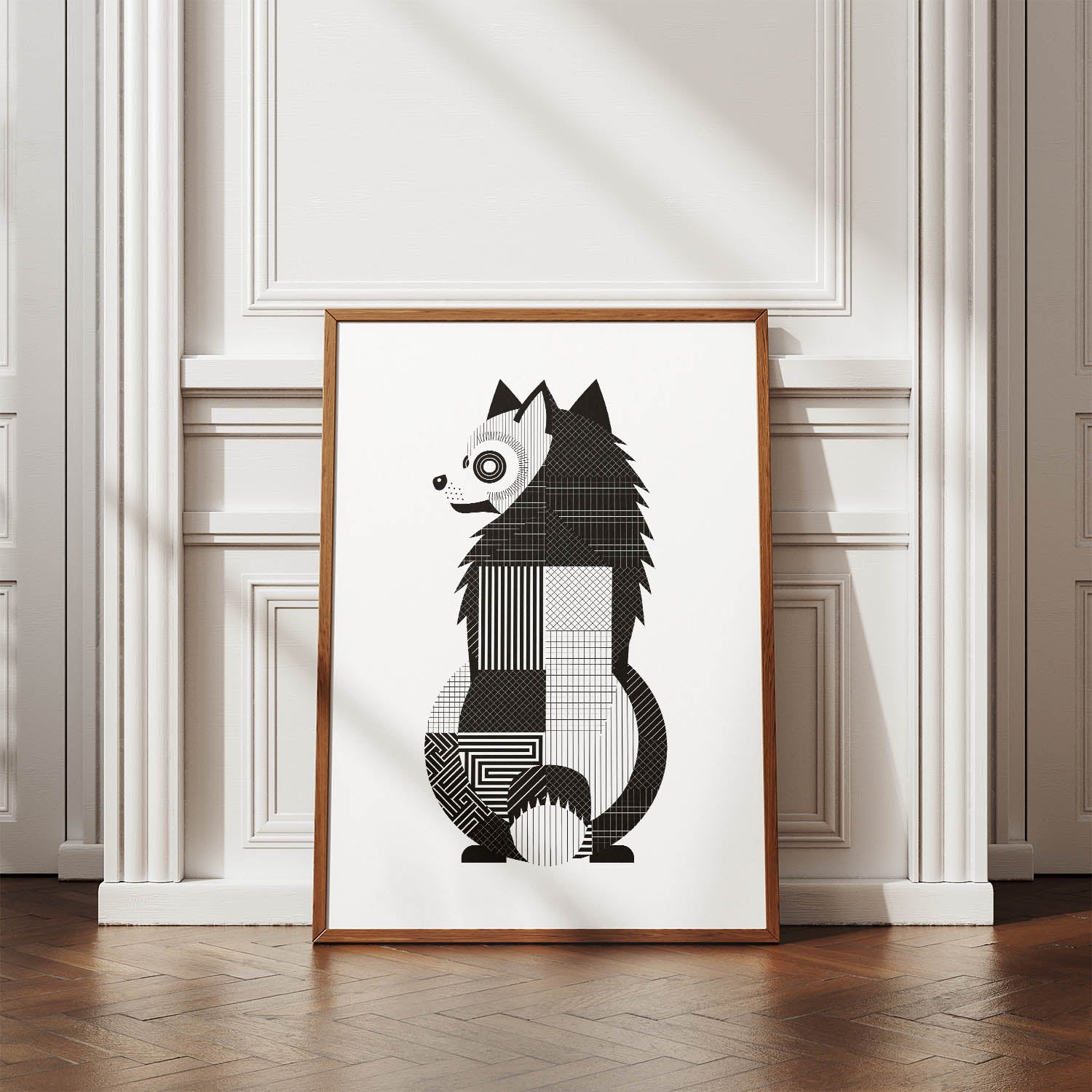 Keeshond Geometric Line Art mockup