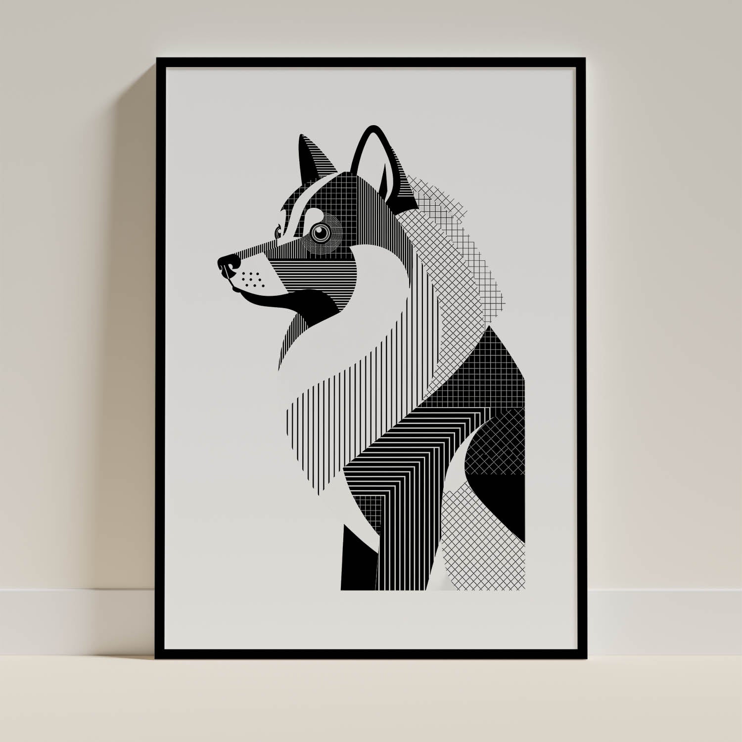 Keeshond Geometric Line Art mockup