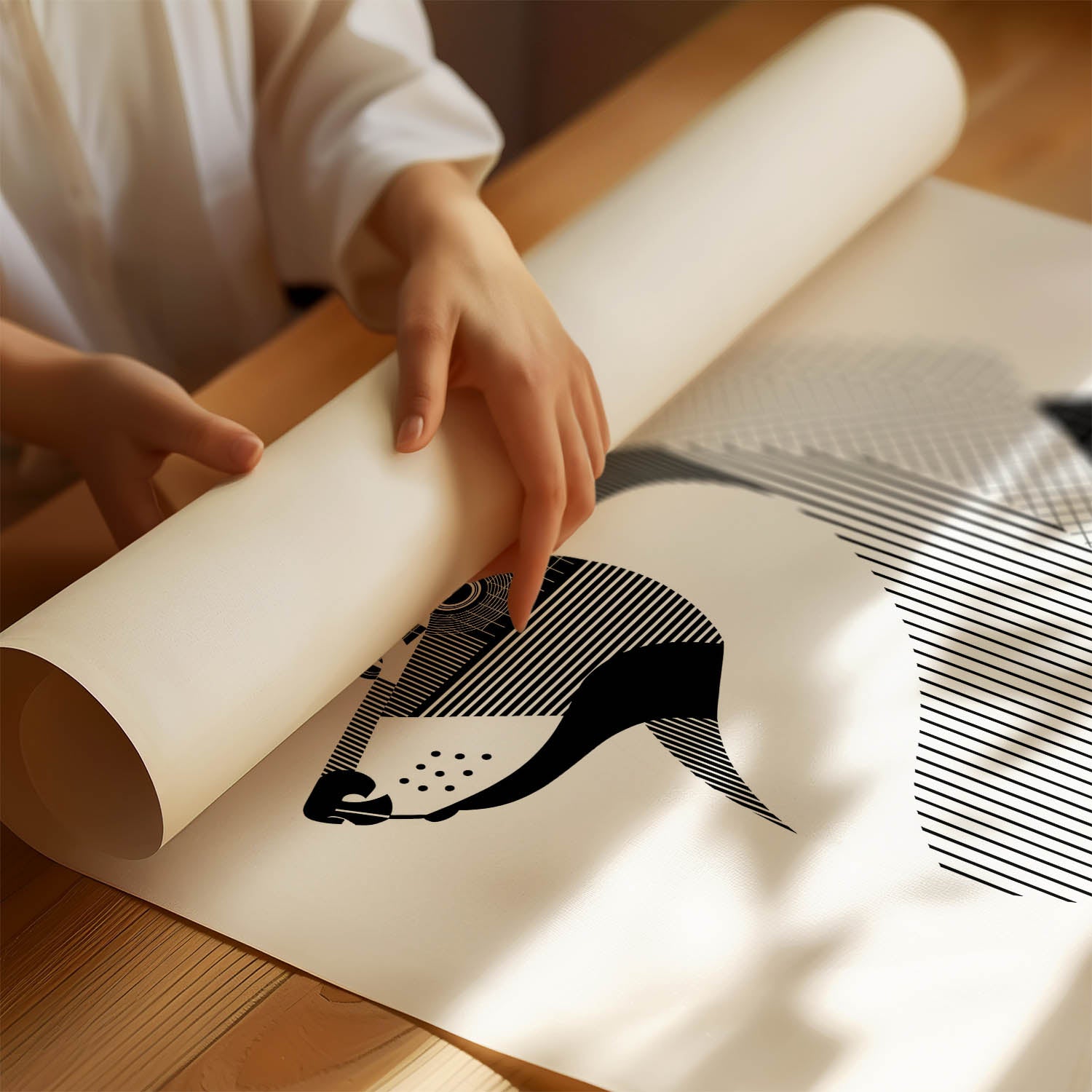 Keeshond Geometric Line Art mockup