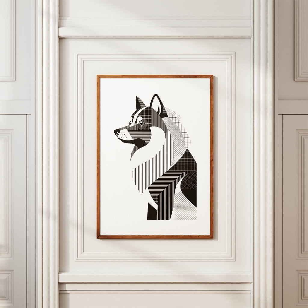 Keeshond Geometric Line Art mockup