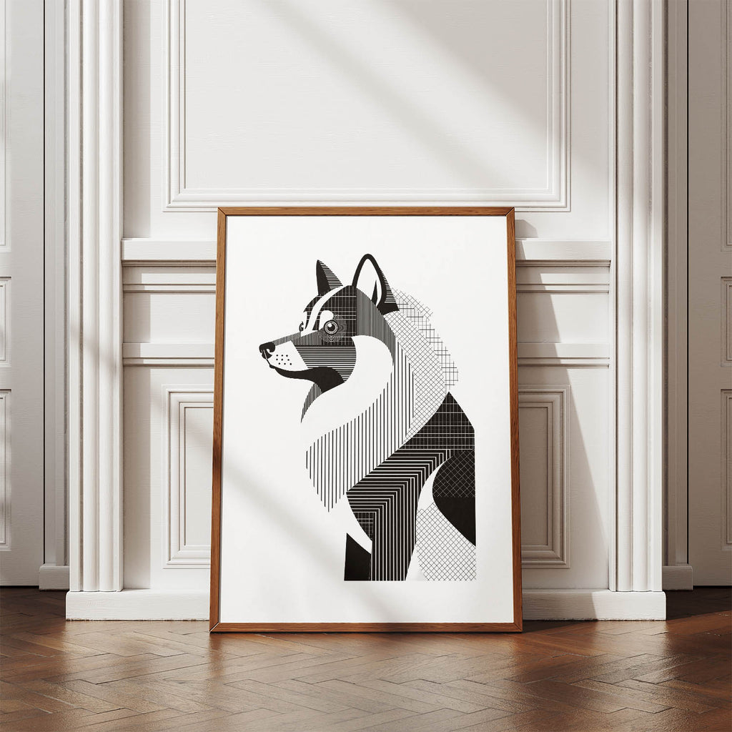 Keeshond Geometric Line Art mockup