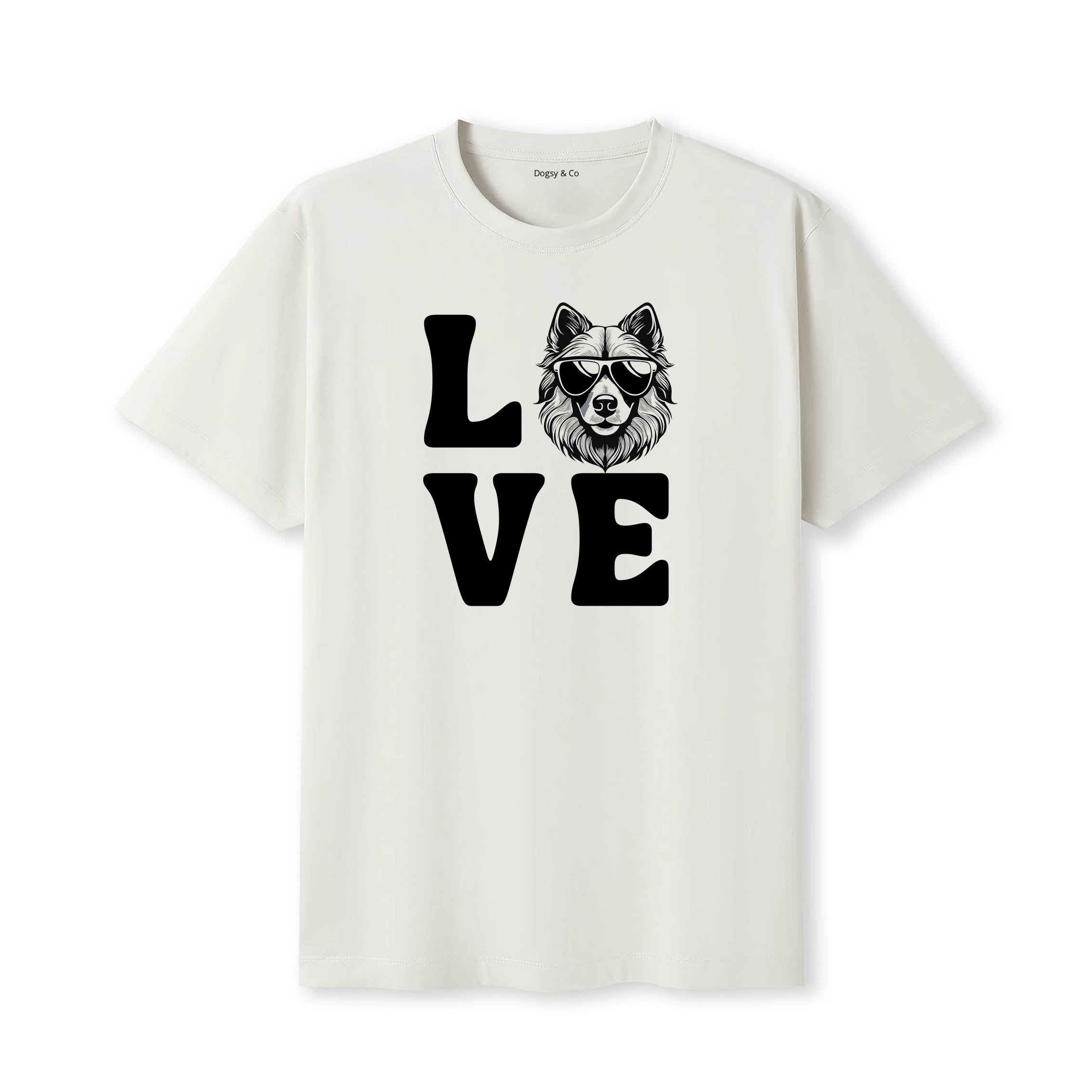 Keeshond LOVE DOGS Tshirt - Natural