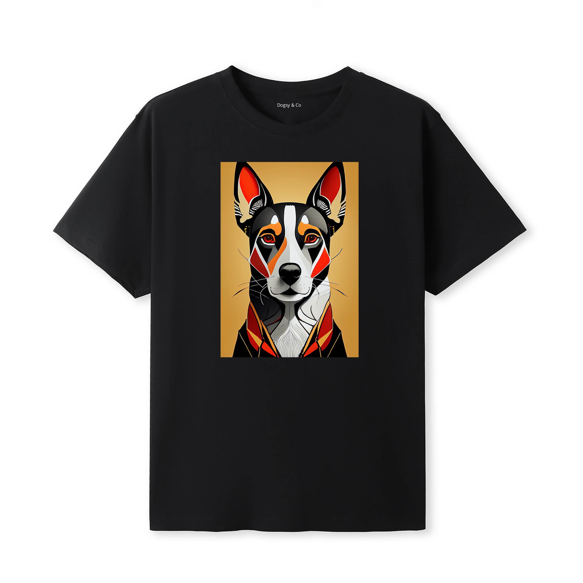 Kelpie Retro Geo Orange Dog T-Shirt | Dogsy & Co