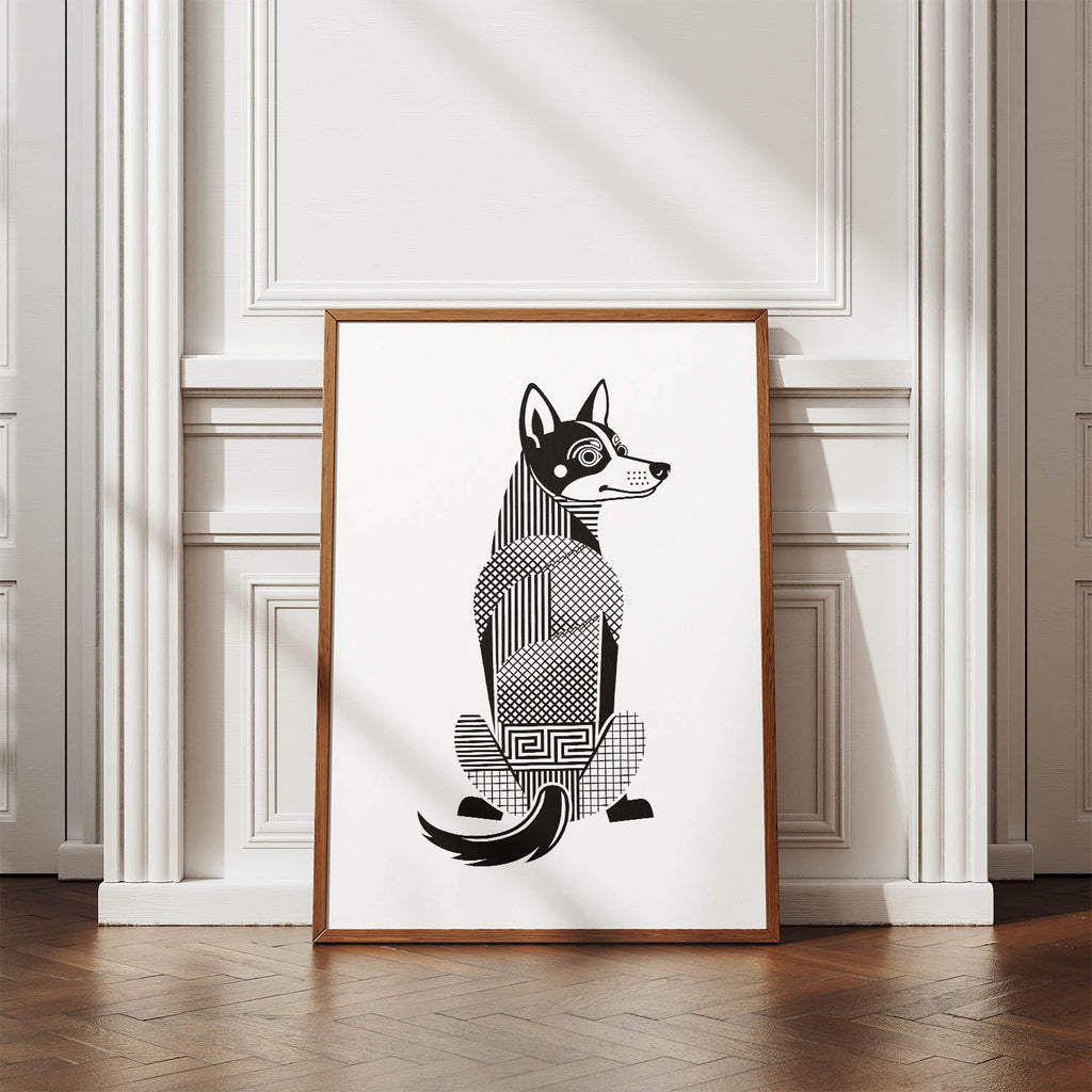 Kelpie Geometric Line Art mockup