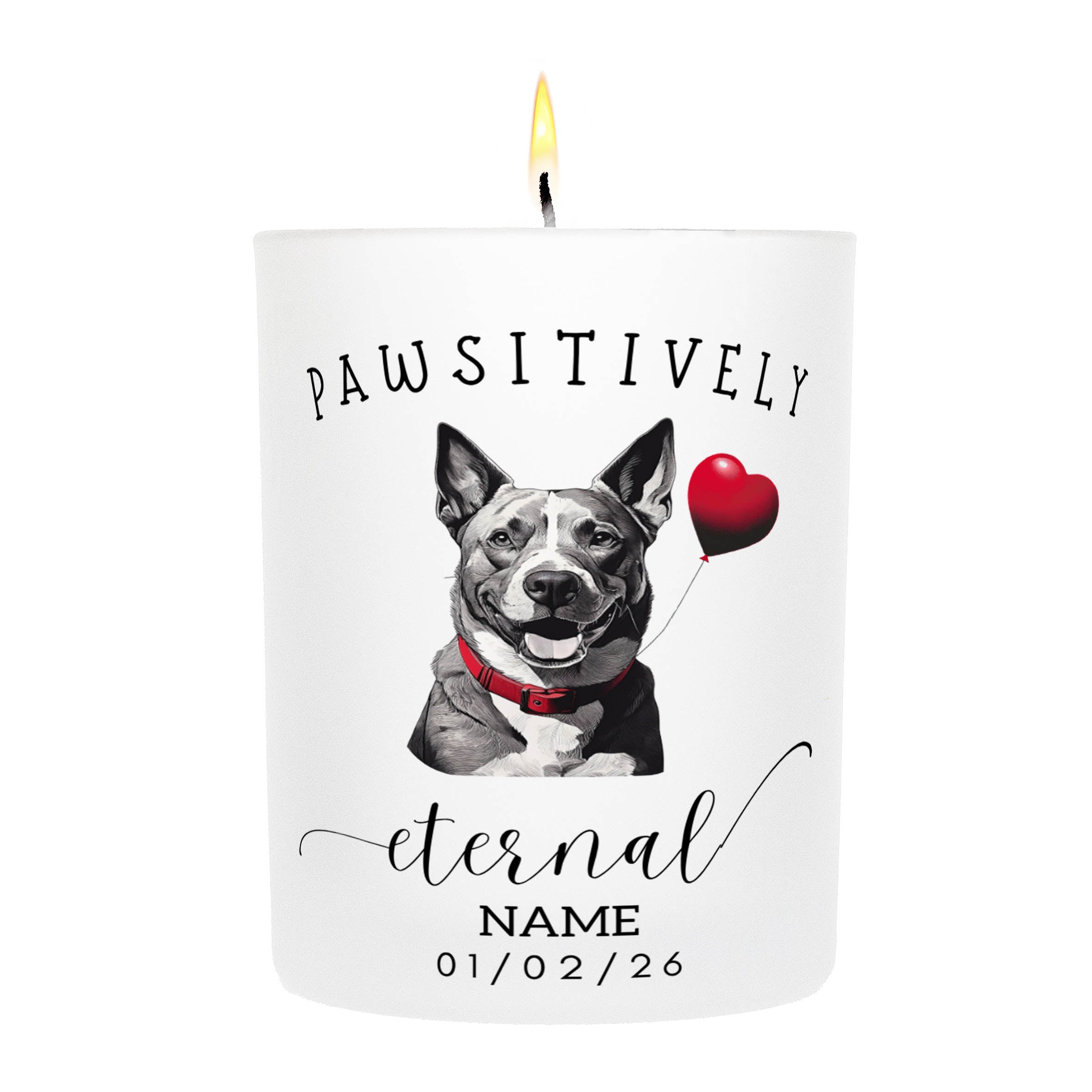 Kelpie In Memory Custom Pawsitively Eternal Candle White