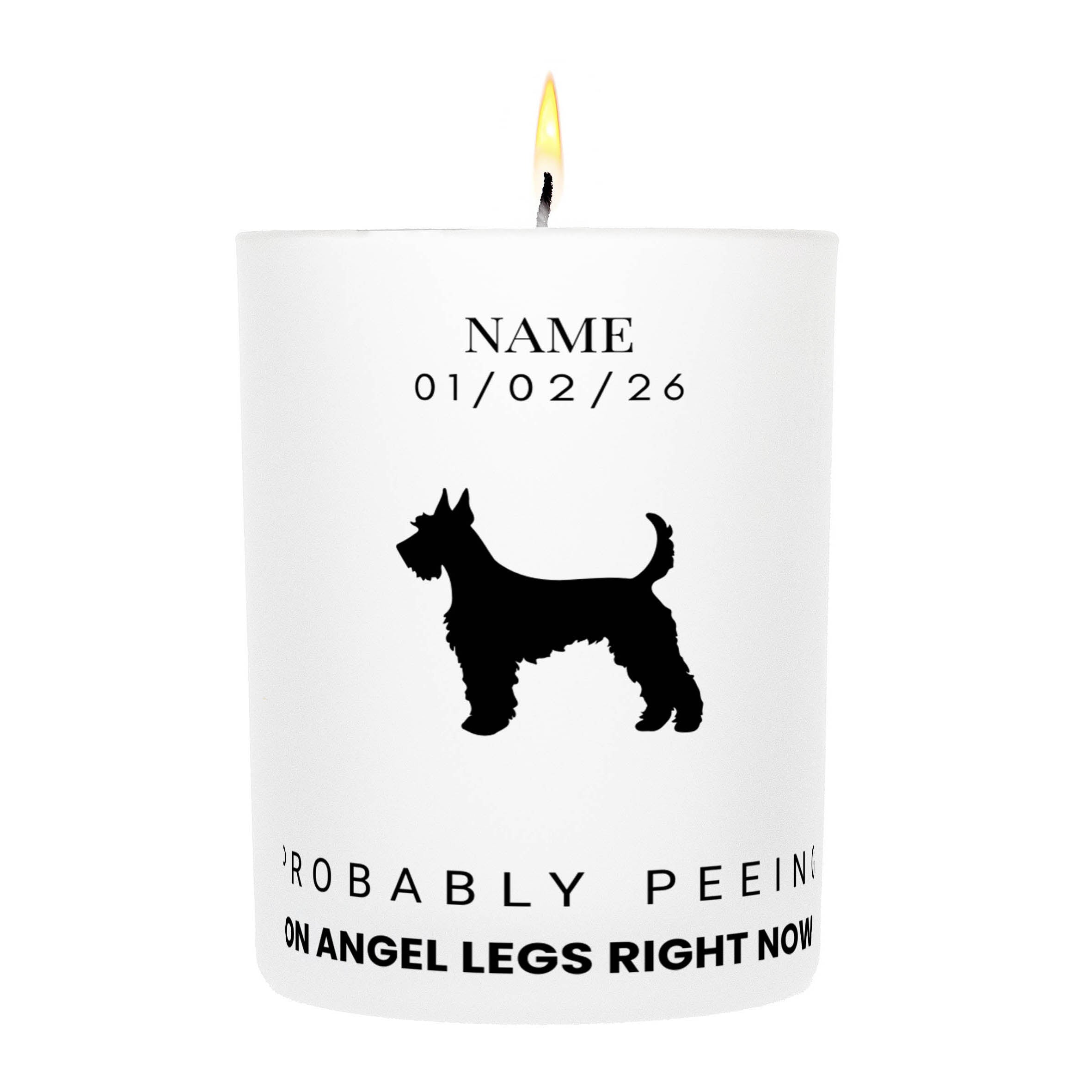 Kerry Blue Terrier – Probably Peeing on Angel Legs Right Now Custom Candle