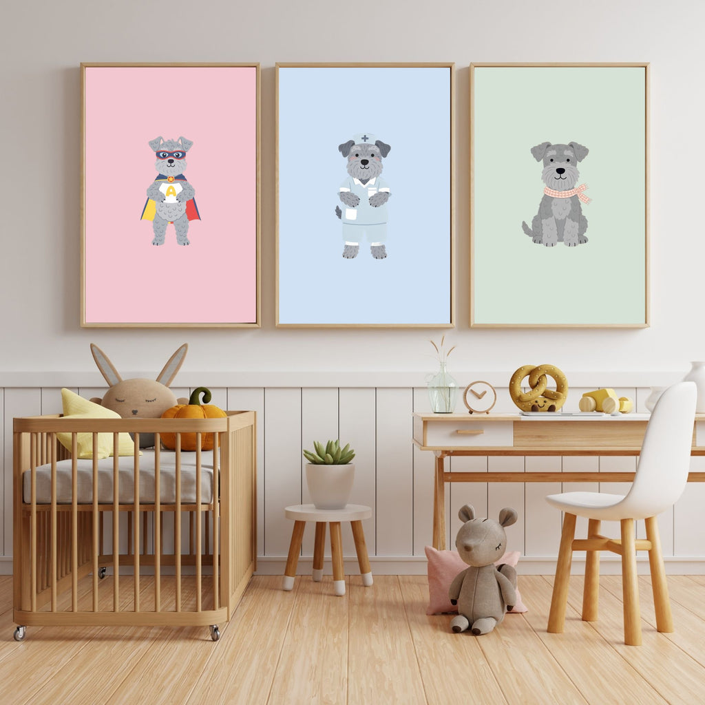 Kerry Blue Terrier Kids Nursery Wall Art Print Bundle — 22 Dog Costume Designs, 5 Colours, 6 Print Sizes | Digital Download