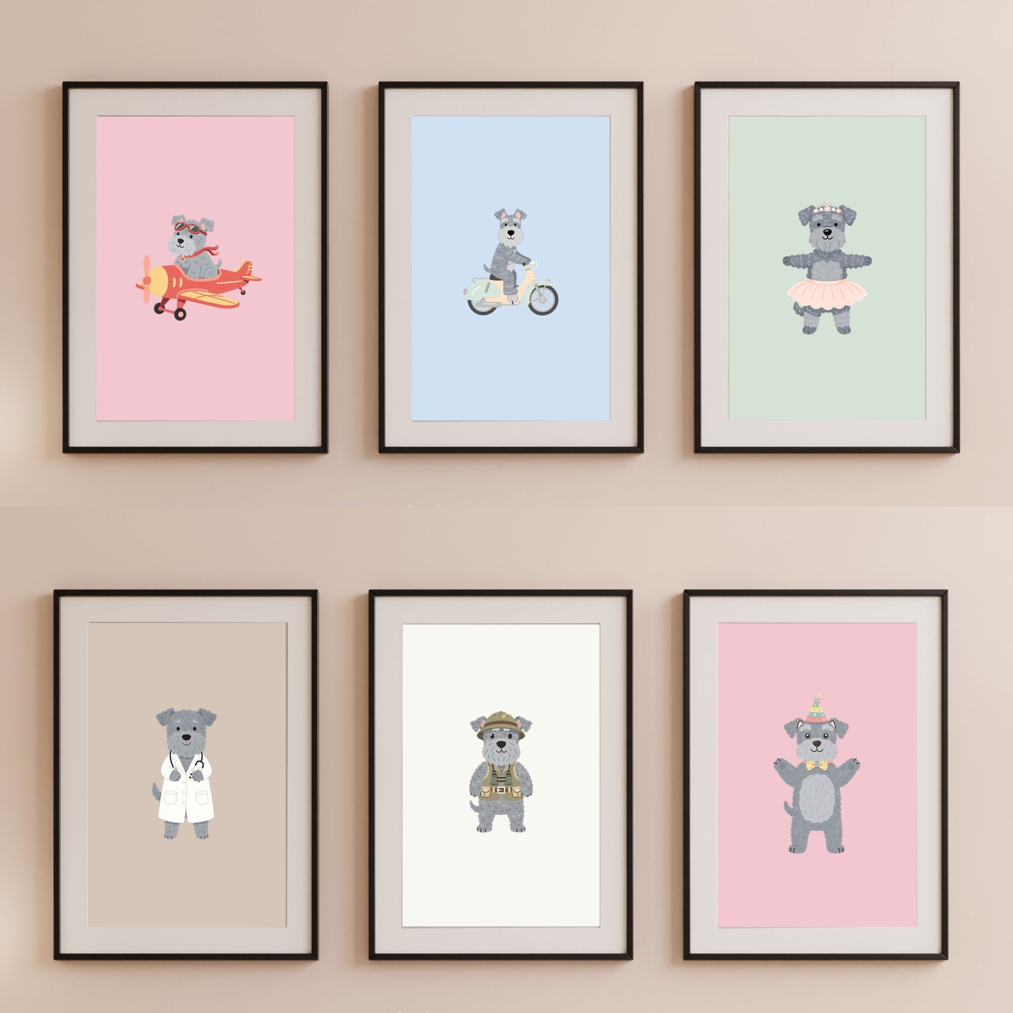 Kerry Blue Terrier Kids Nursery Wall Art Print Bundle — 22 Dog Costume Designs, 5 Colours, 6 Print Sizes | Digital Download