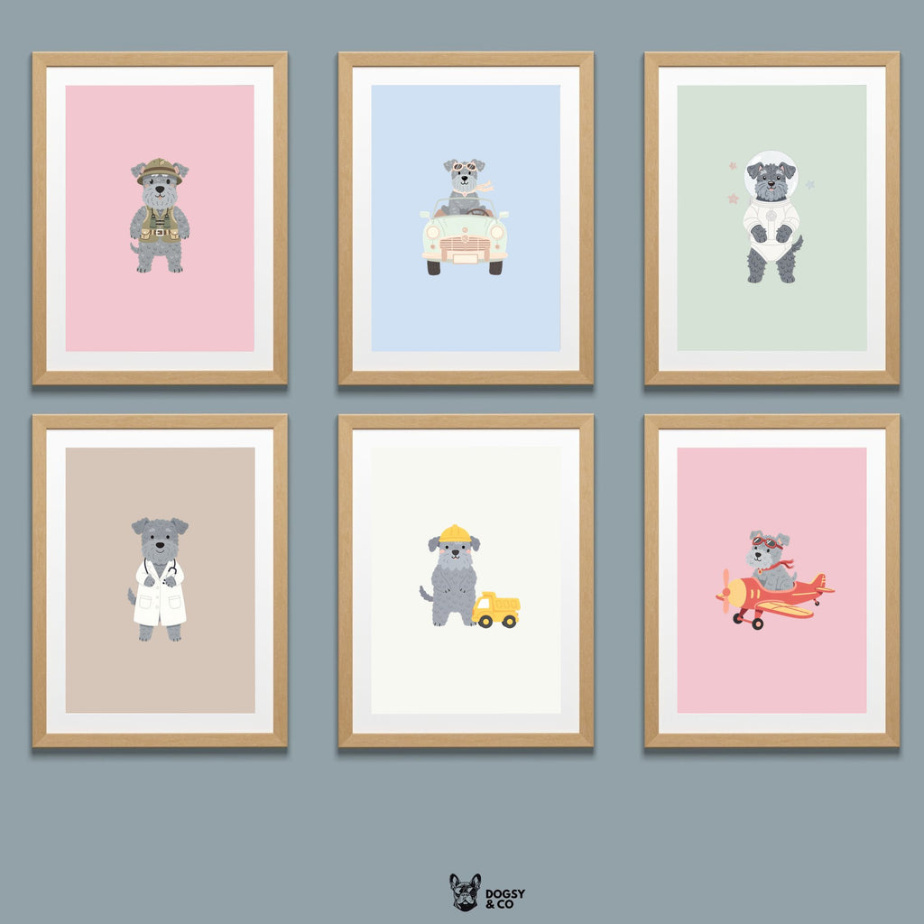 Kerry Blue Terrier Kids Nursery Wall Art Print Bundle — 22 Dog Costume Designs, 5 Colours, 6 Print Sizes | Digital Download