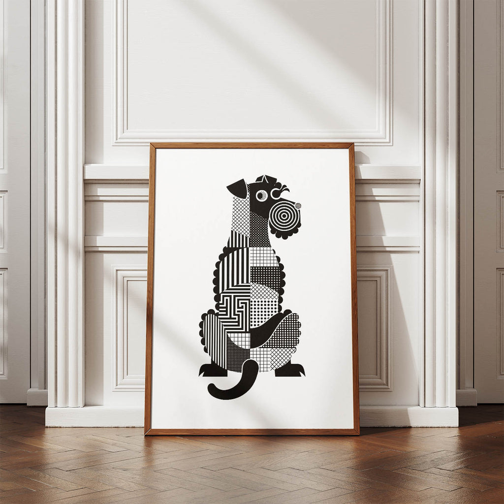 Kerry Blue Terrier Geometric Line Art mockup