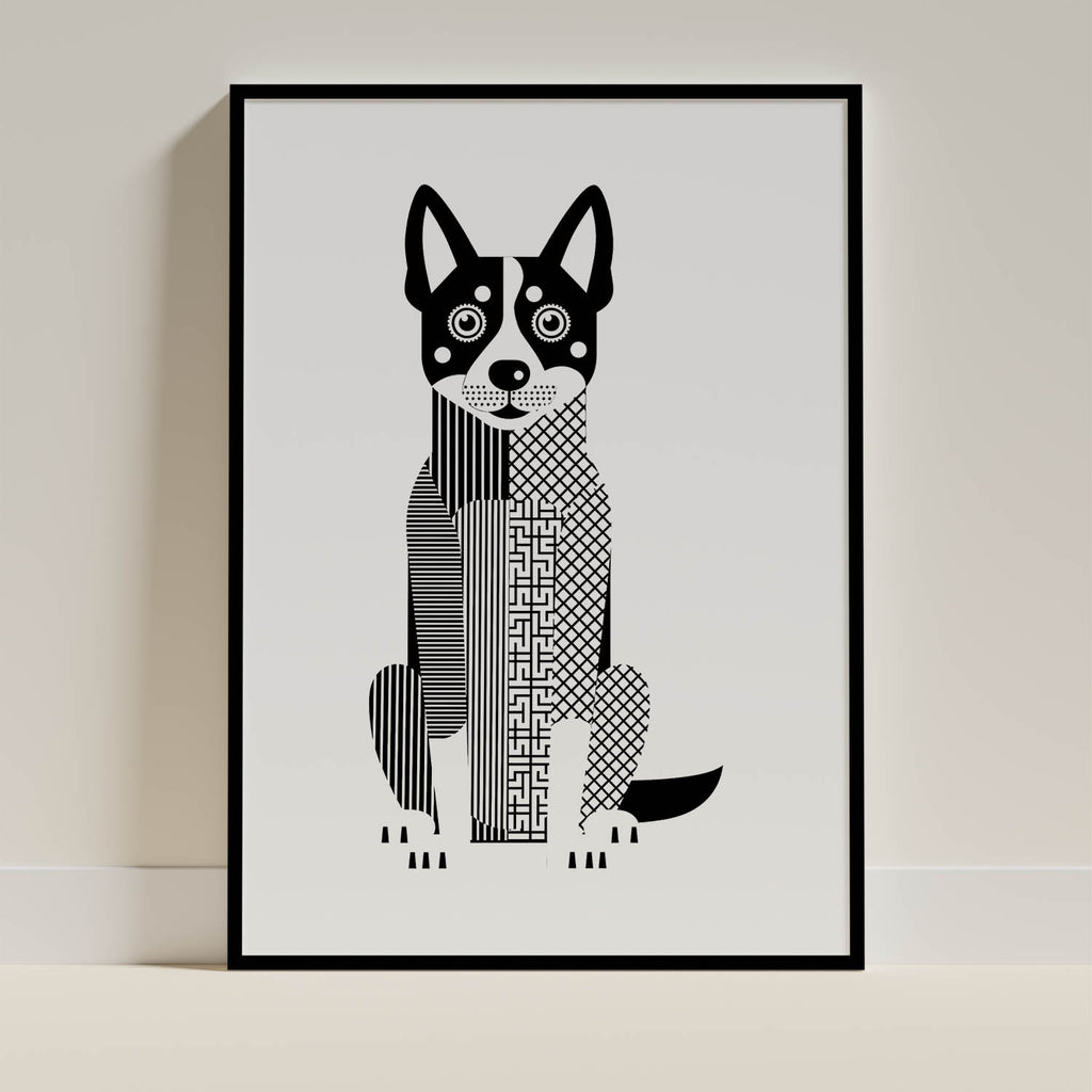 Koolie Geometric Line Art - Black Frame Mockup