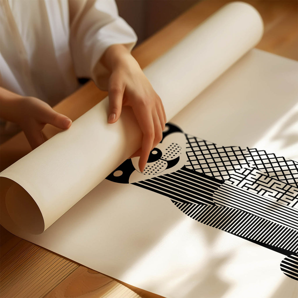Koolie Geometric Line Art Print - Framed Mockup