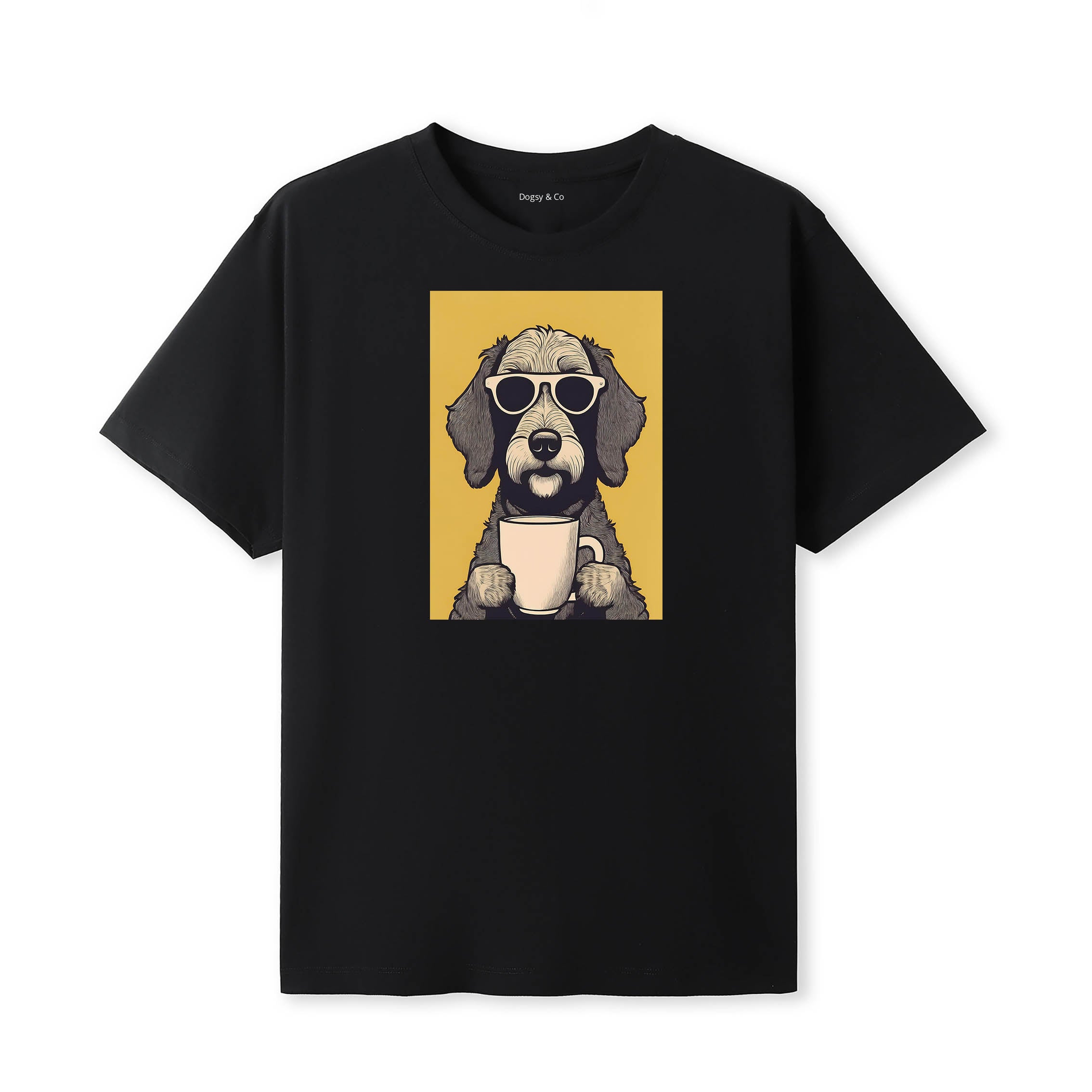 Labradoodle Coffee Dog T-Shirt V4 Black