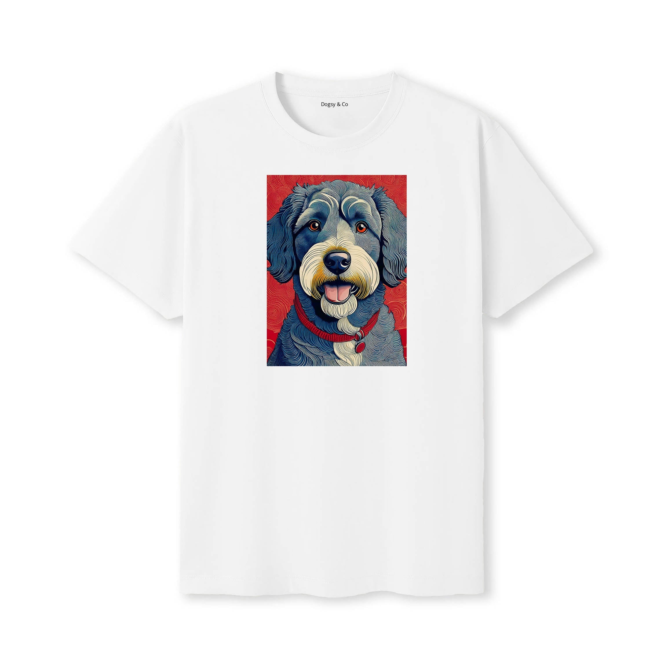 Labradoodle Hokusai Dog Portrait T-Shirt V1 White