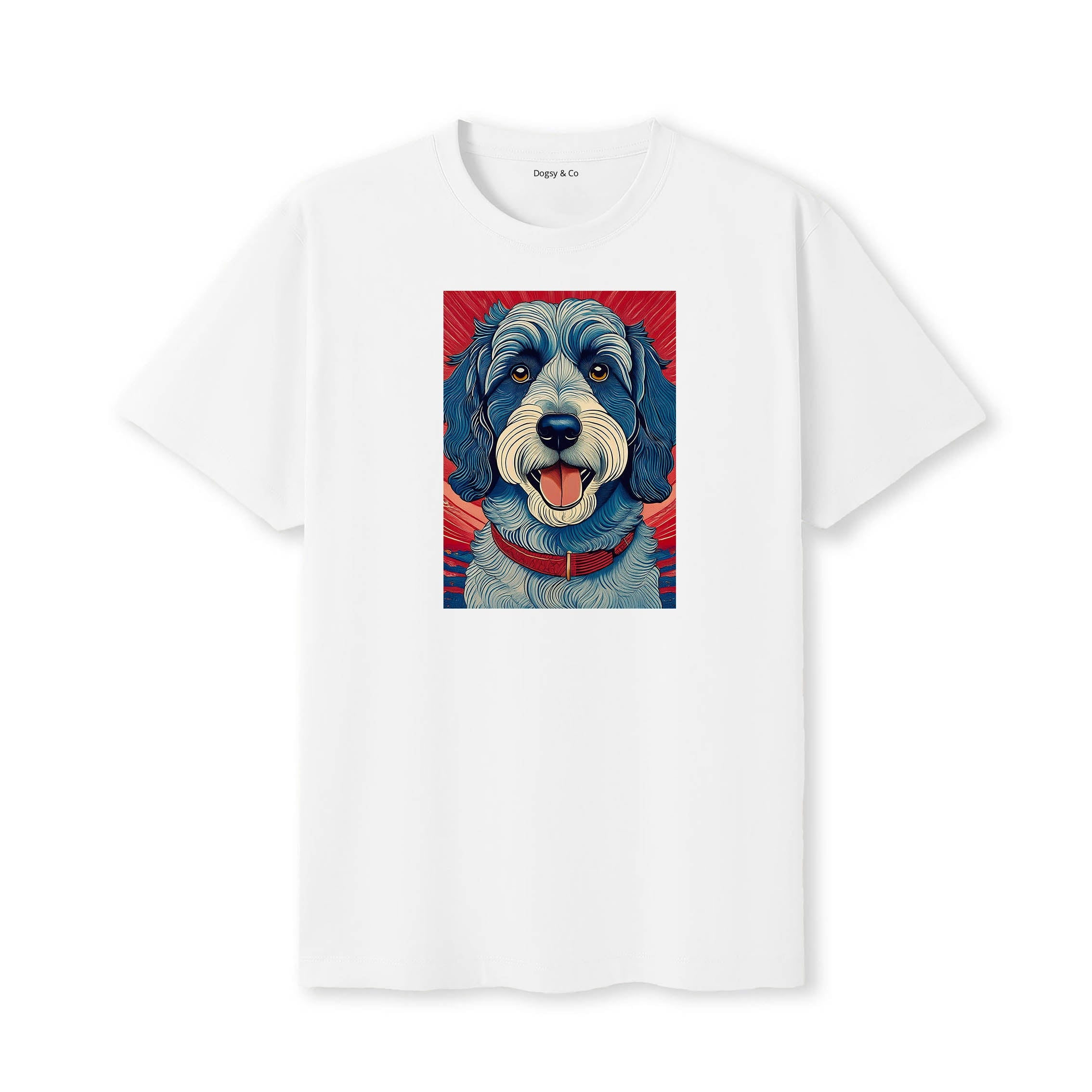 Labradoodle Hokusai Dog Portrait T-Shirt V2 White