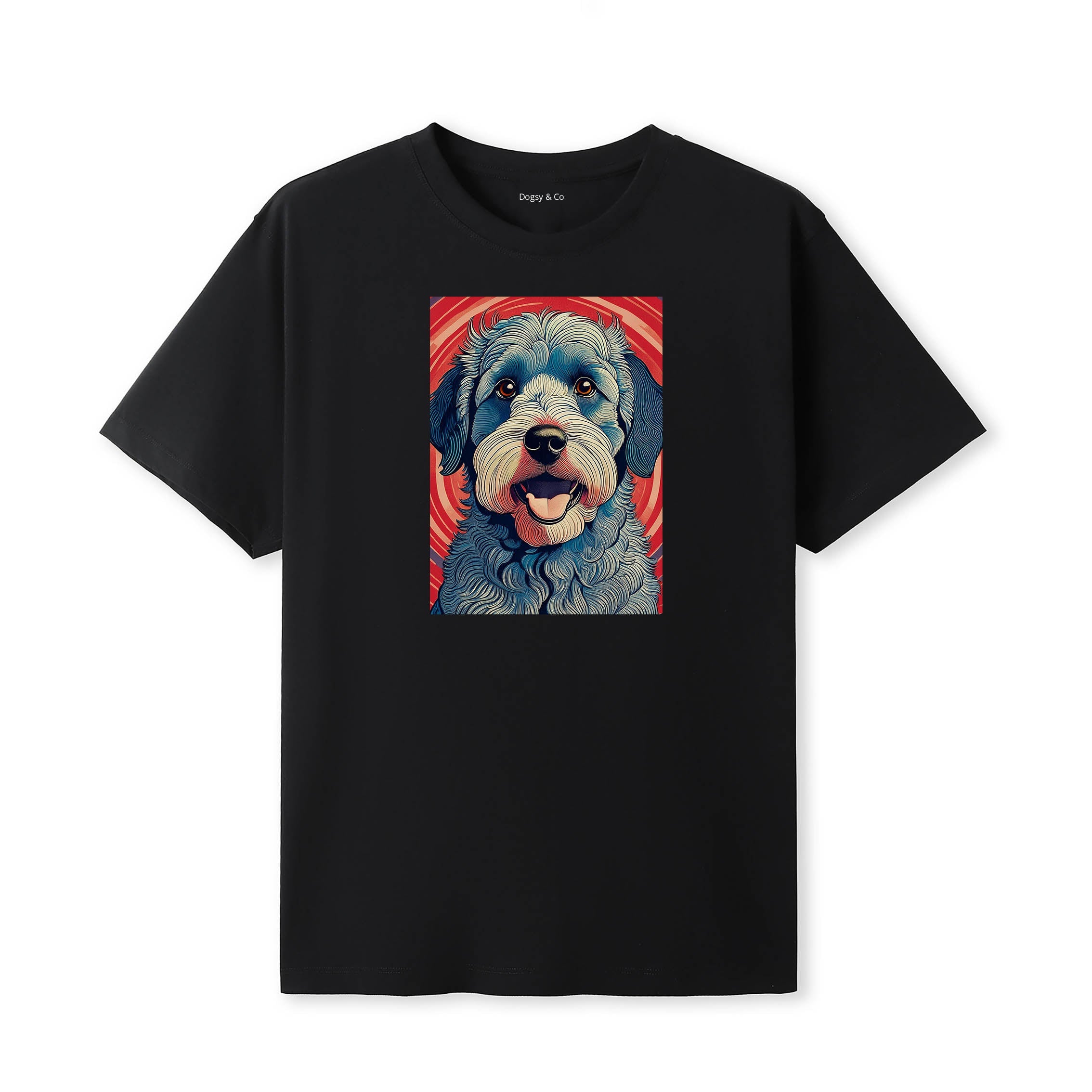 Labradoodle Hokusai Dog Portrait T-Shirt Black