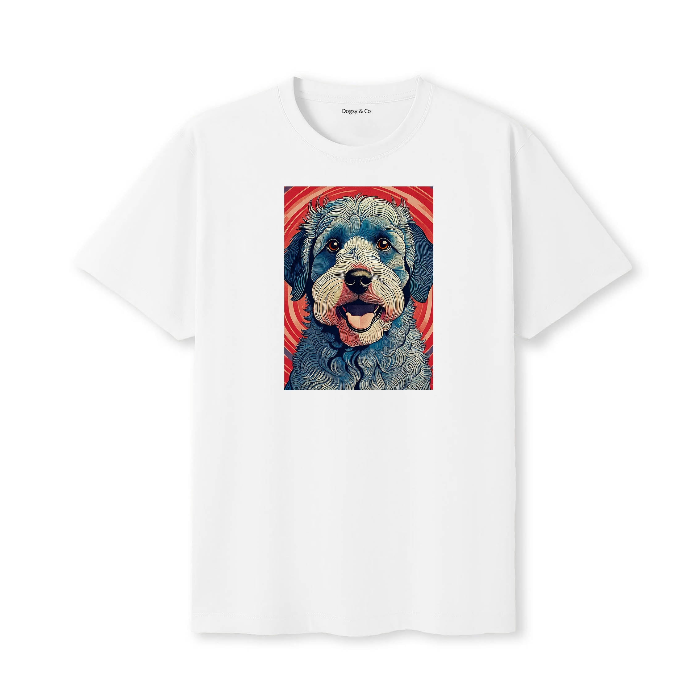 Labradoodle Hokusai Dog Portrait T-Shirt White