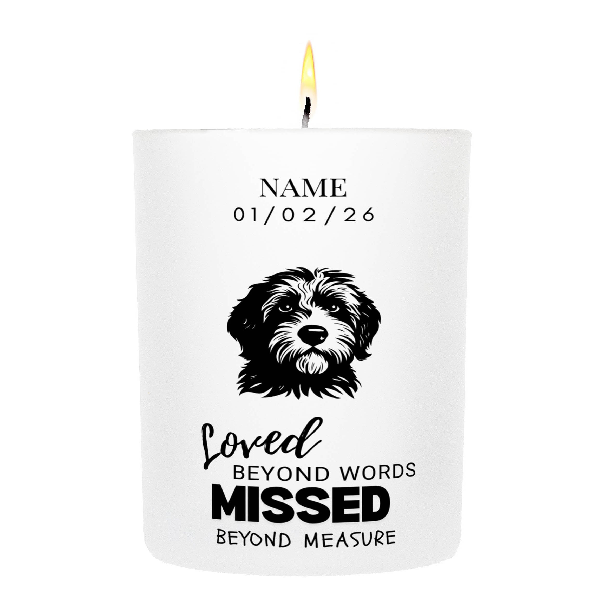 Labradoodle – Loved Beyond Words, Missed Beyond Measure Custom Candle