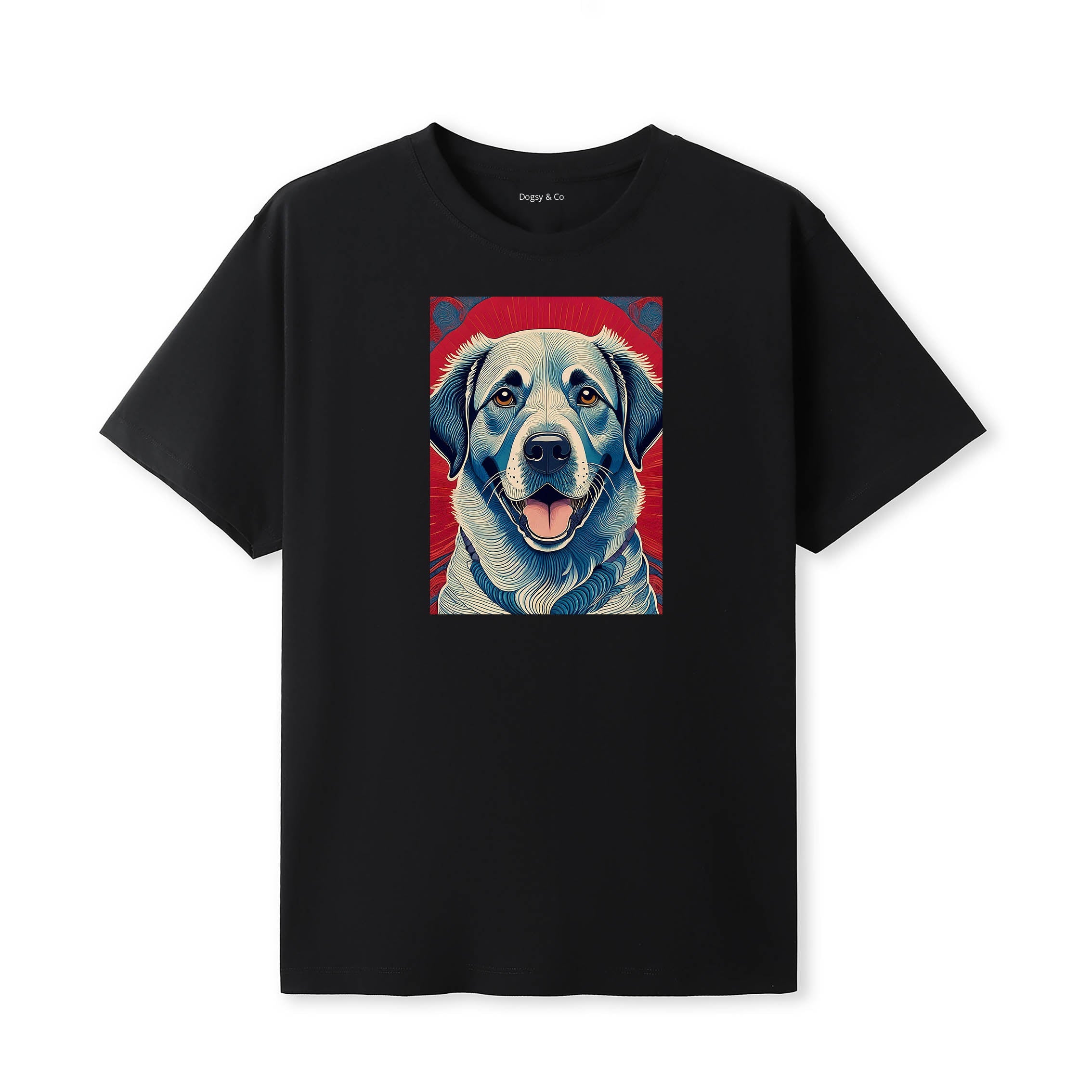 Labrador Retriever Hokusai Dog Portrait T-Shirt V1 Black