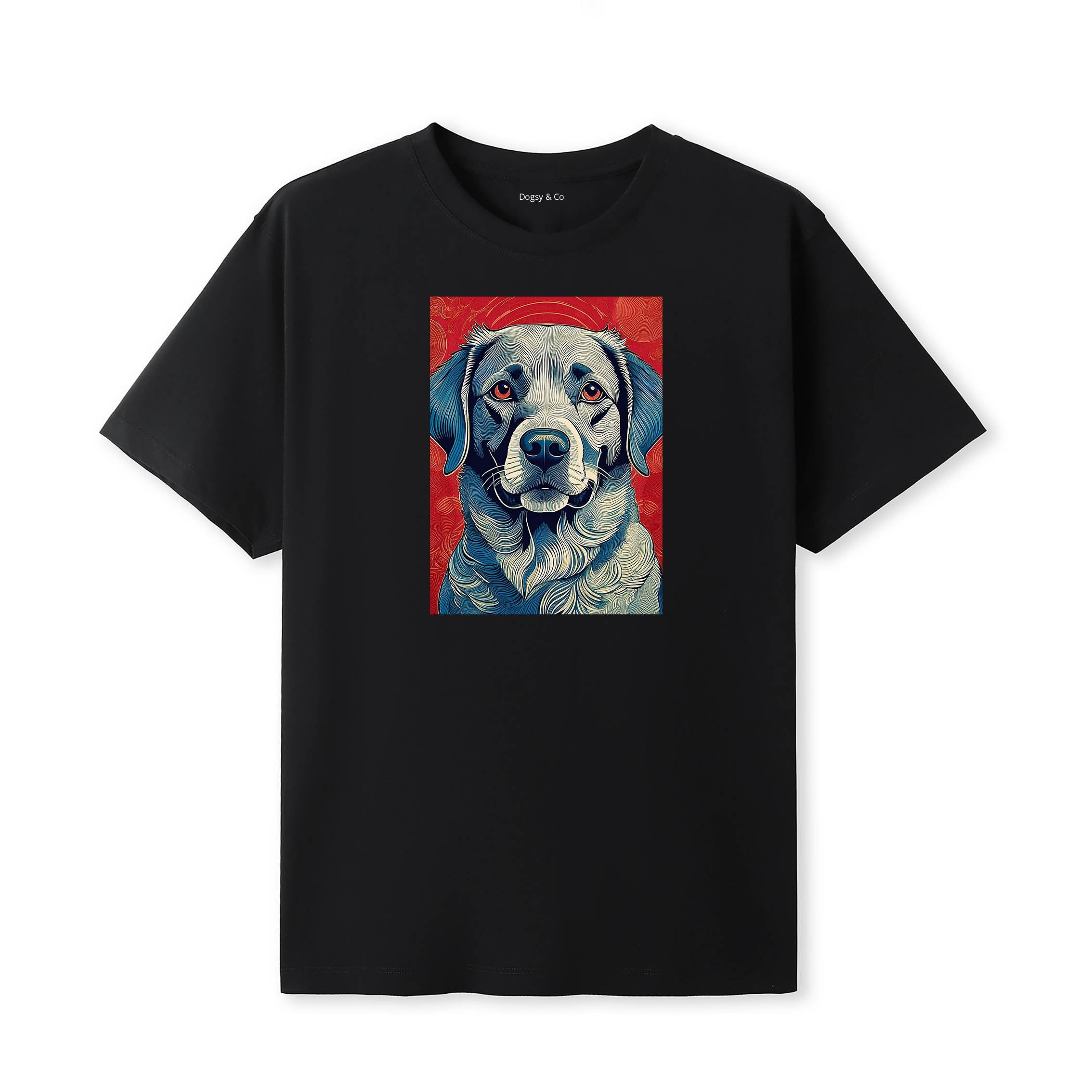 Labrador Retriever Hokusai Dog Portrait T-Shirt V3 Black