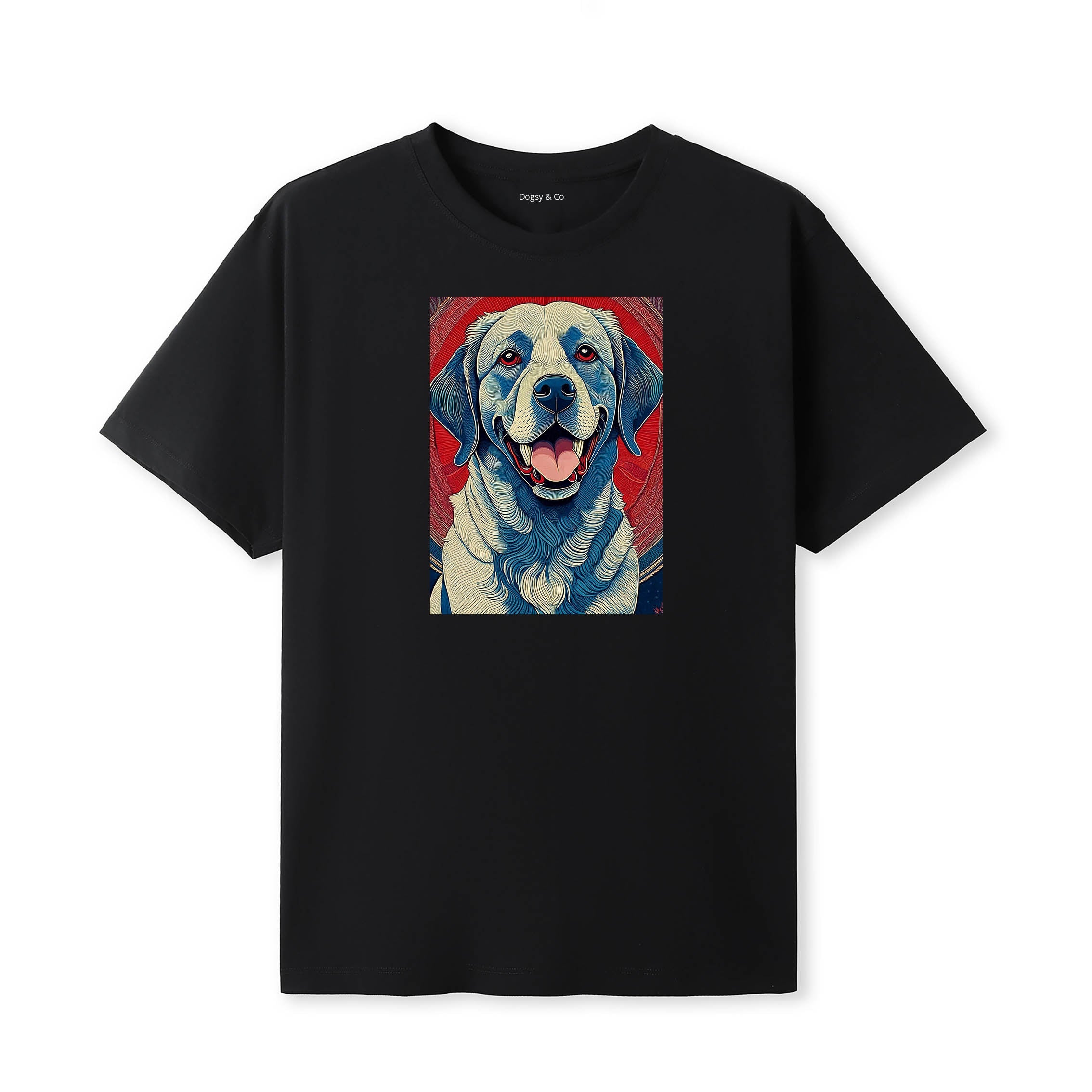 Labrador Retriever Hokusai Dog Portrait T-Shirt V4 Black