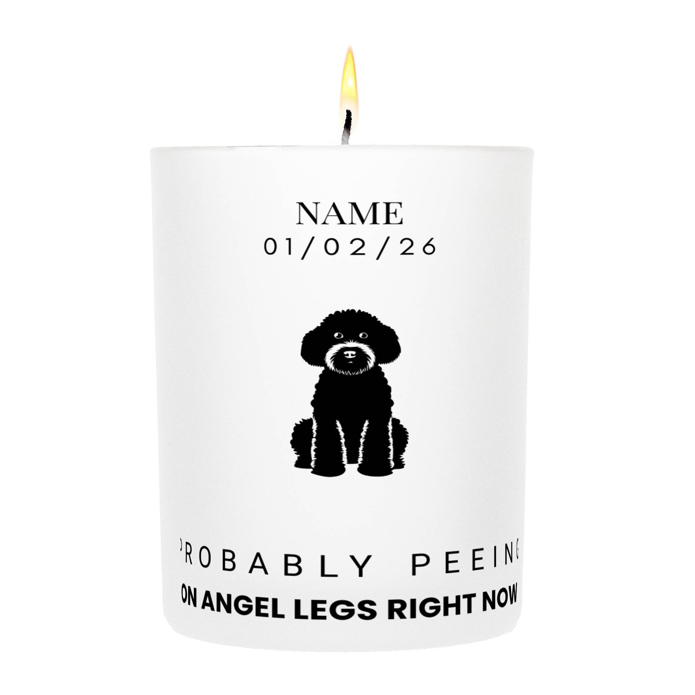 Lagotto – Probably Peeing on Angel Legs Right Now Custom Candle