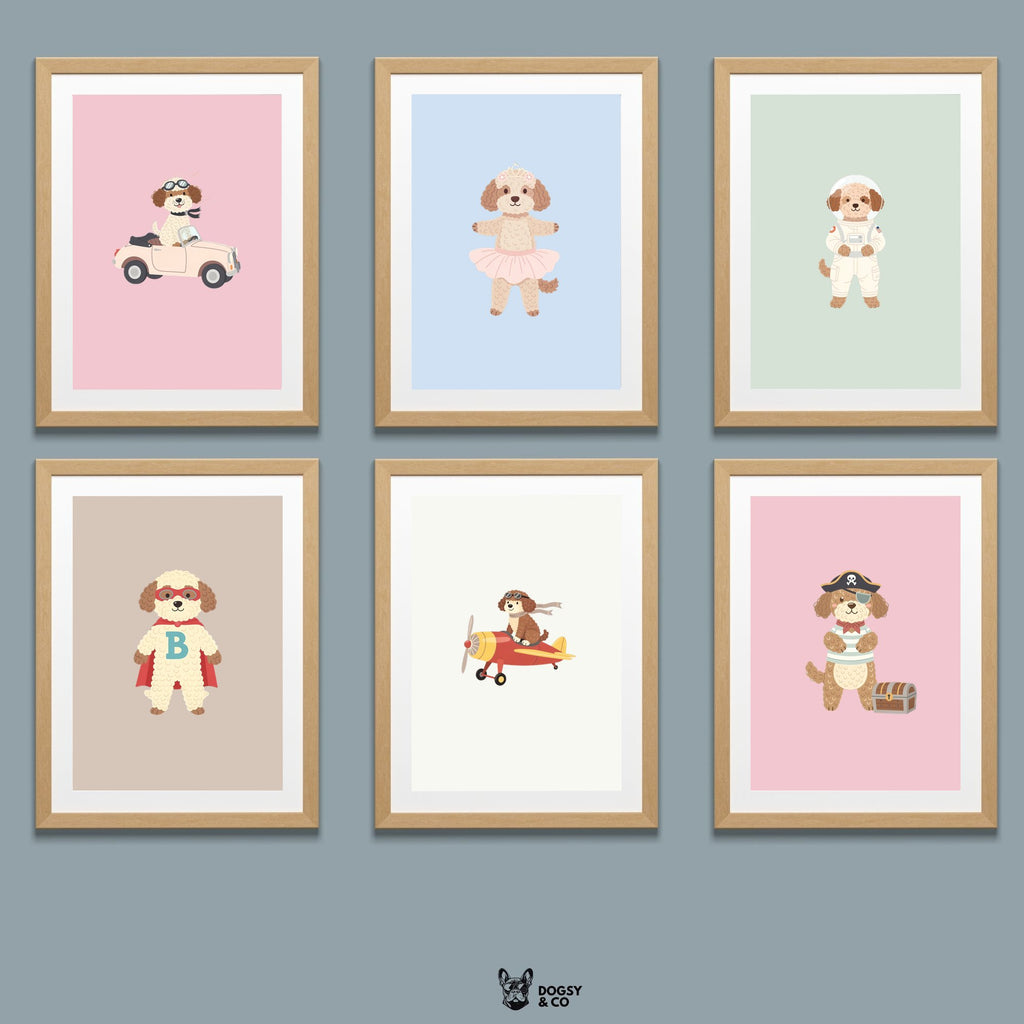 Lagotto Kids Nursery Wall Art Print Bundle — 22 Dog Costume Designs, 5 Colours, 6 Print Sizes | Digital Download