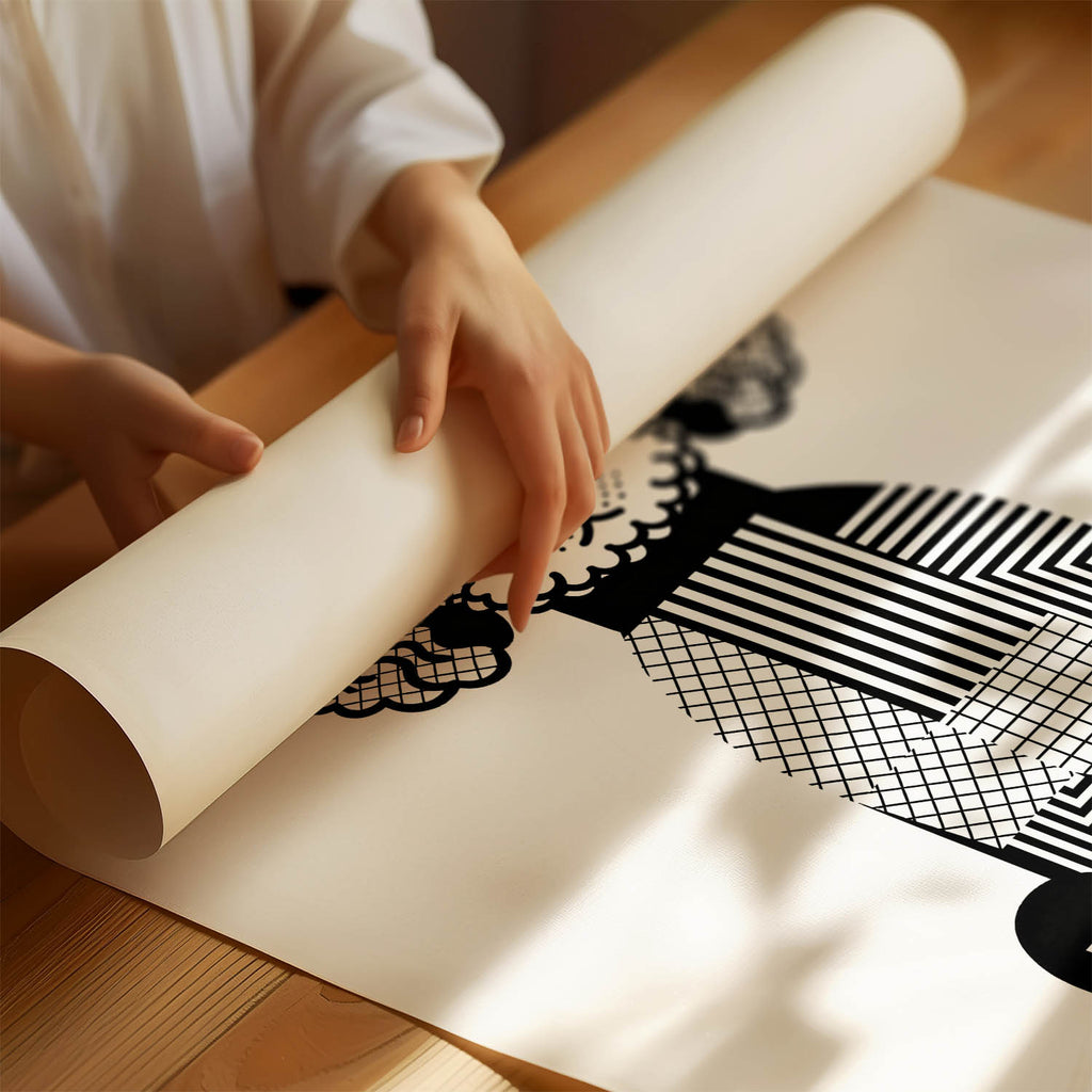 Lagotto Geometric Line Art Print - Framed Mockup
