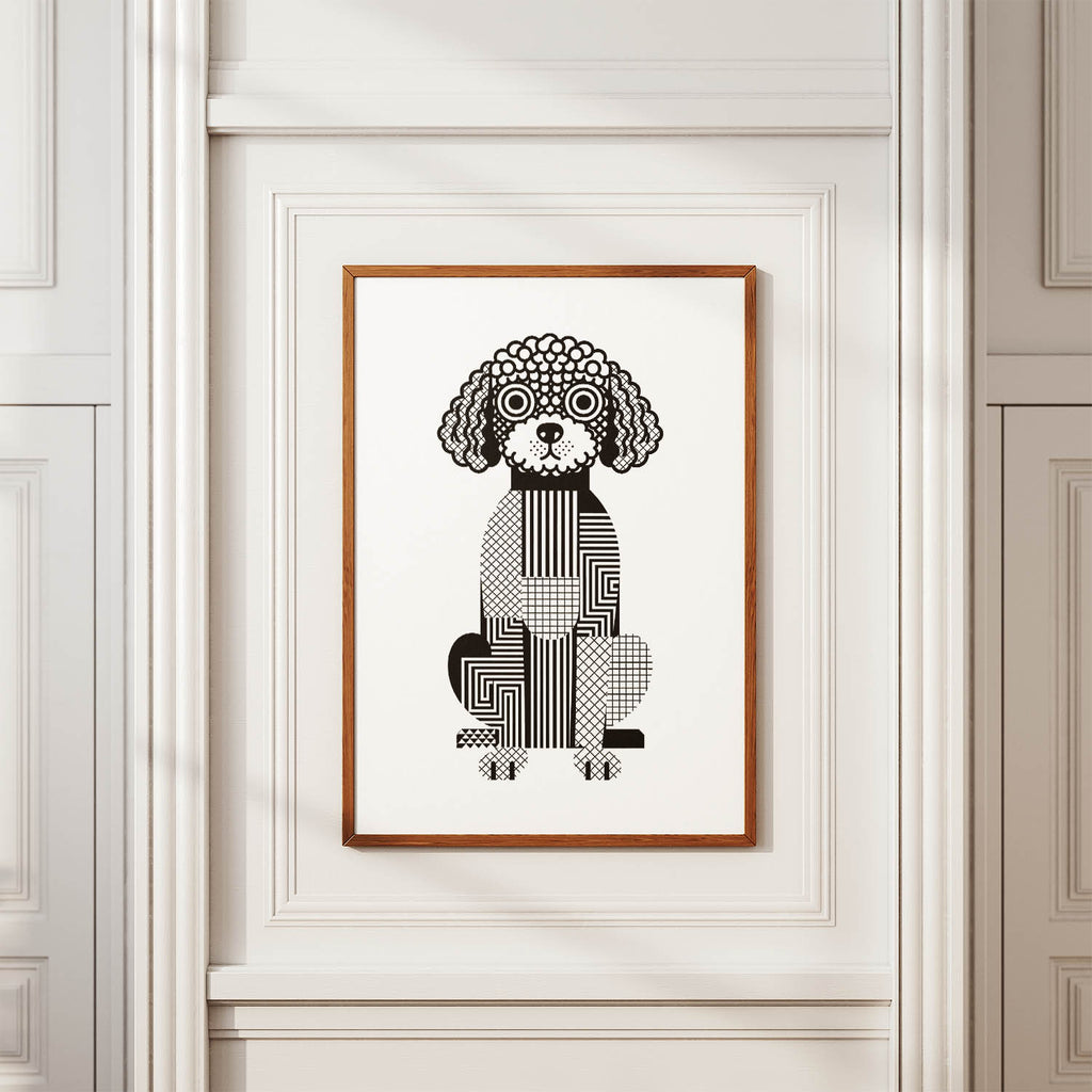 Lagotto Geometric Line Art Print - Framed Mockup