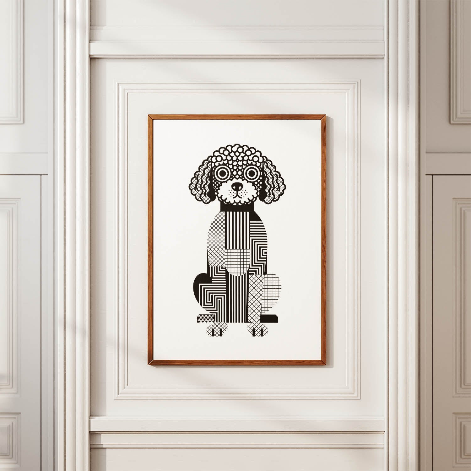 Lagotto Geometric Line Art Print - Framed Mockup