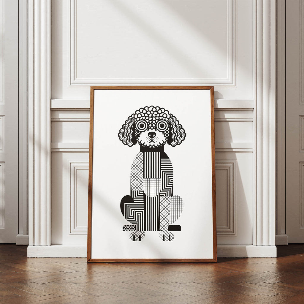 Lagotto Geometric Line Art Print - Framed Mockup