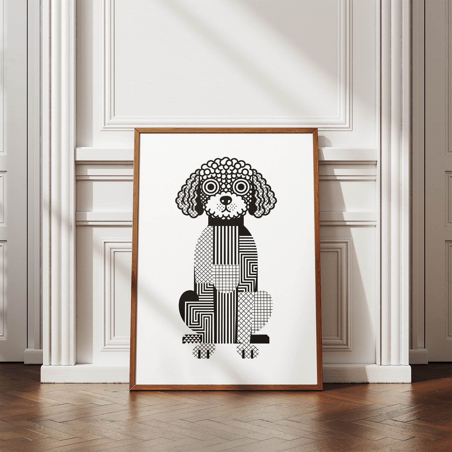 Lagotto Geometric Line Art Print - Framed Mockup