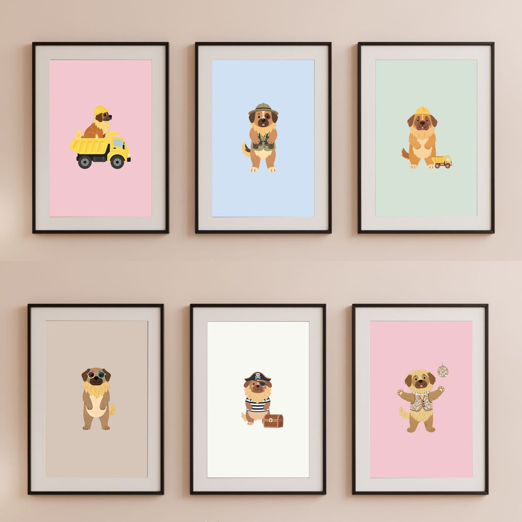 Leonberger Kids Nursery Wall Art Print Bundle — 22 Dog Costume Designs, 5 Colours, 6 Print Sizes | Digital Download