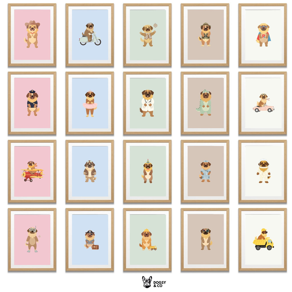 Leonberger Kids Nursery Wall Art Print Bundle — 22 Dog Costume Designs, 5 Colours, 6 Print Sizes | Digital Download