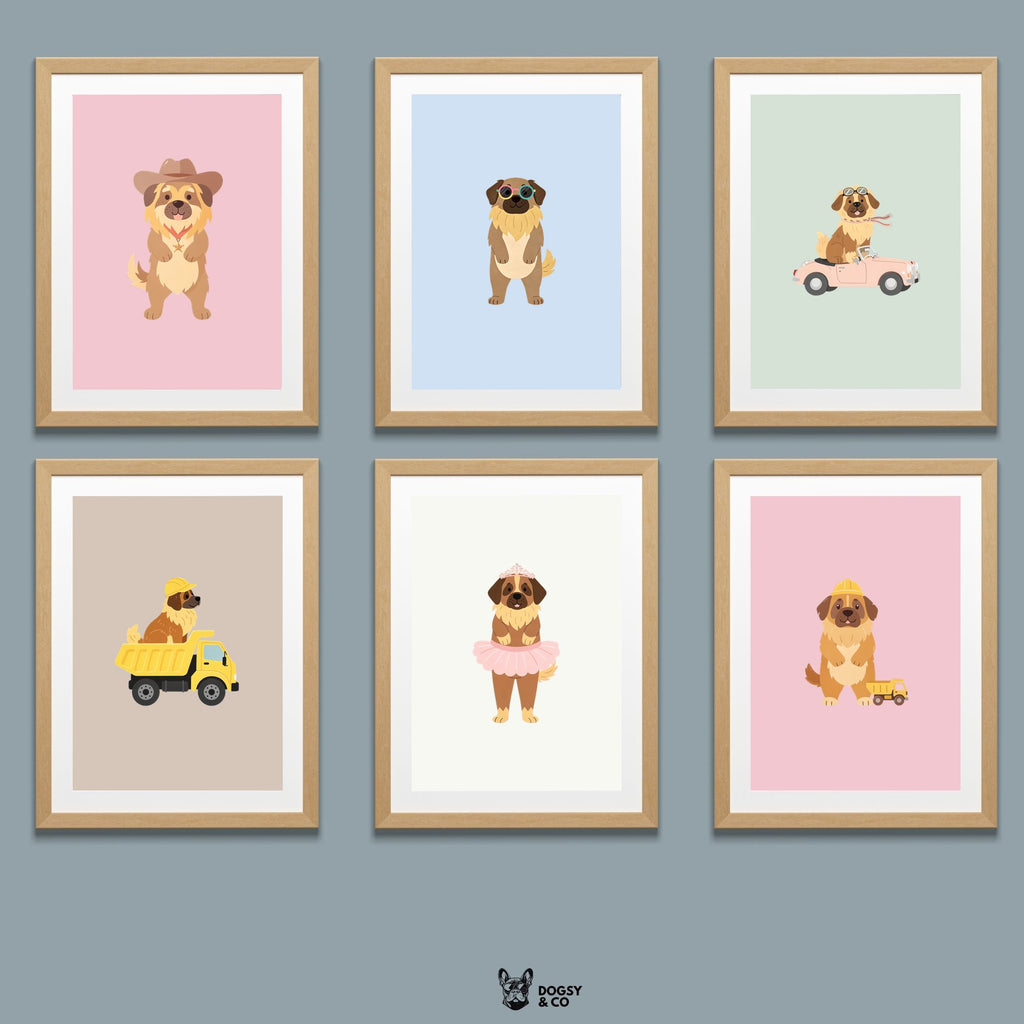 Leonberger Kids Nursery Wall Art Print Bundle — 22 Dog Costume Designs, 5 Colours, 6 Print Sizes | Digital Download