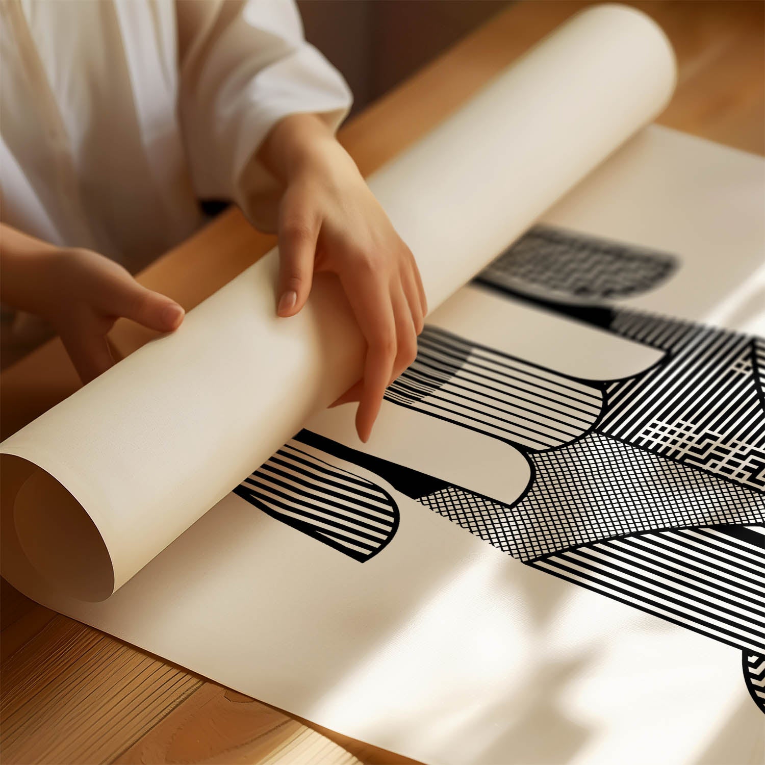 Lhasa Apso Geometric Line Art Print - Framed Mockup
