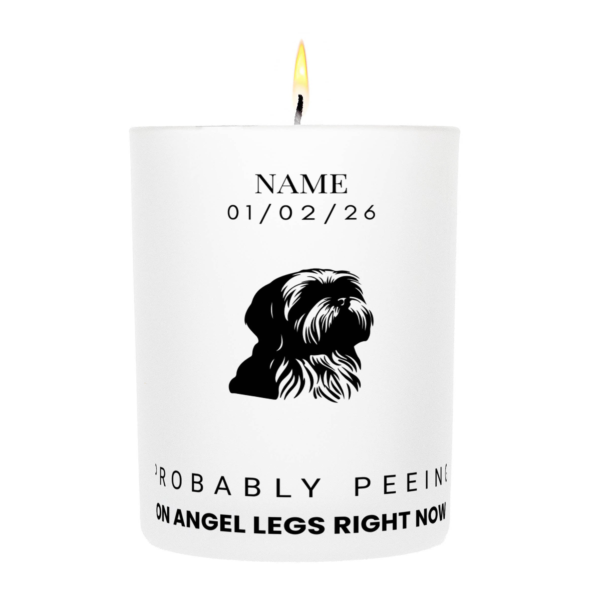 Lhaso Apso – Probably Peeing on Angel Legs Right Now Custom Candle