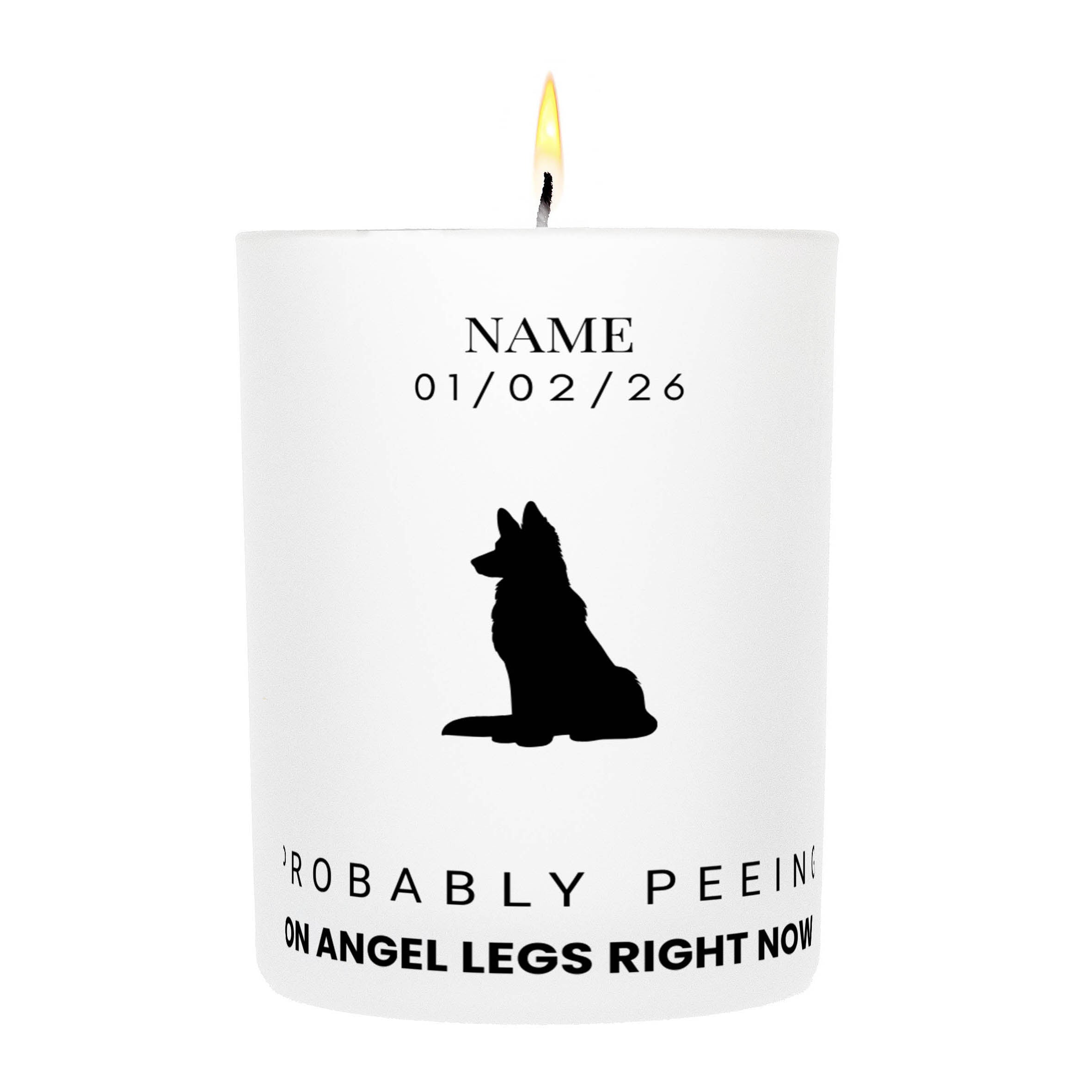 Malinois – Probably Peeing on Angel Legs Right Now Custom Candle