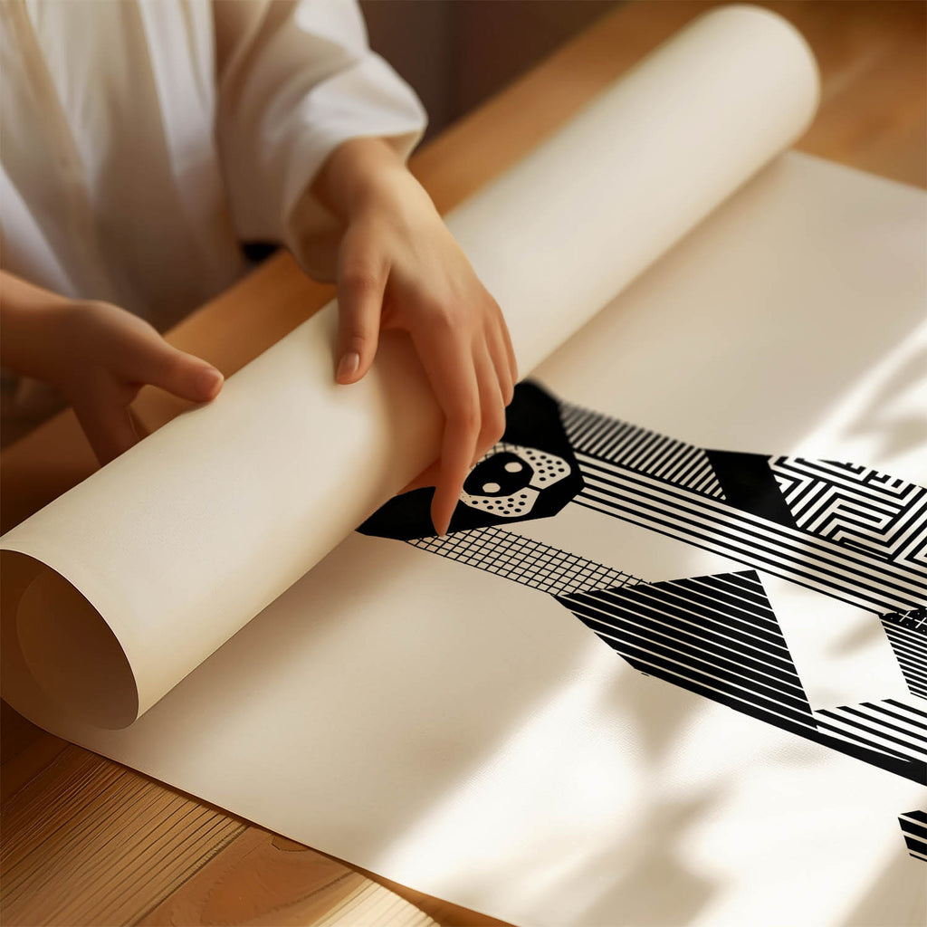 Malinois Geometric Line Art Print - Framed Mockup
