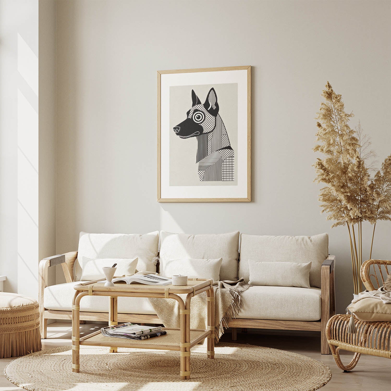 Malinois Geometric Line Art mockup