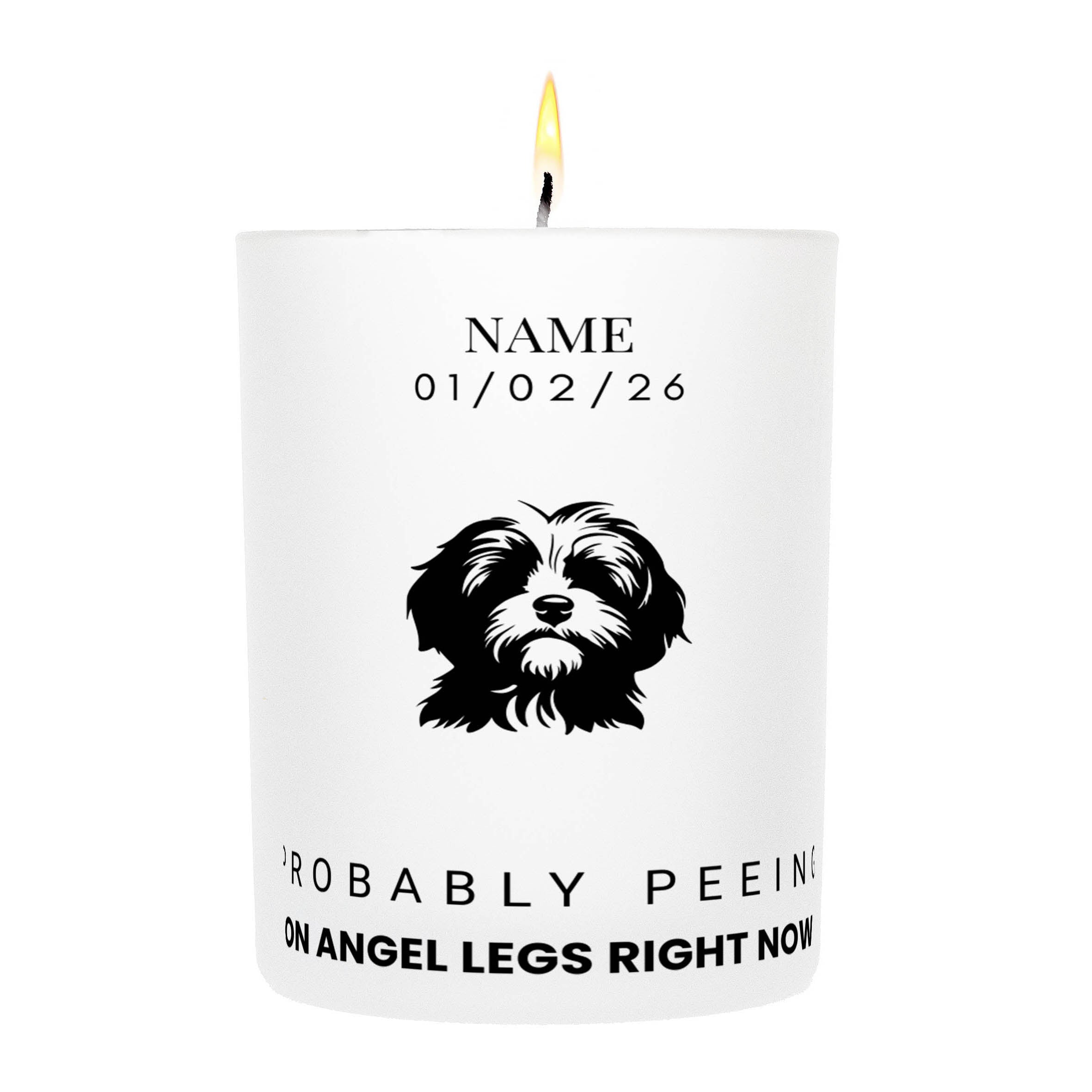 Maltese – Probably Peeing on Angel Legs Right Now Custom Candle