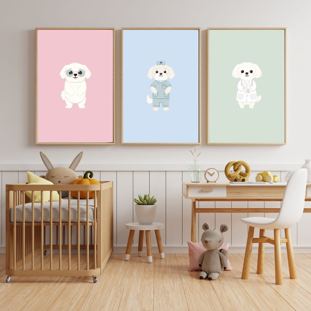 Maltese Kids Nursery Wall Art Print Bundle — 22 Dog Costume Designs, 5 Colours, 6 Print Sizes | Digital Download