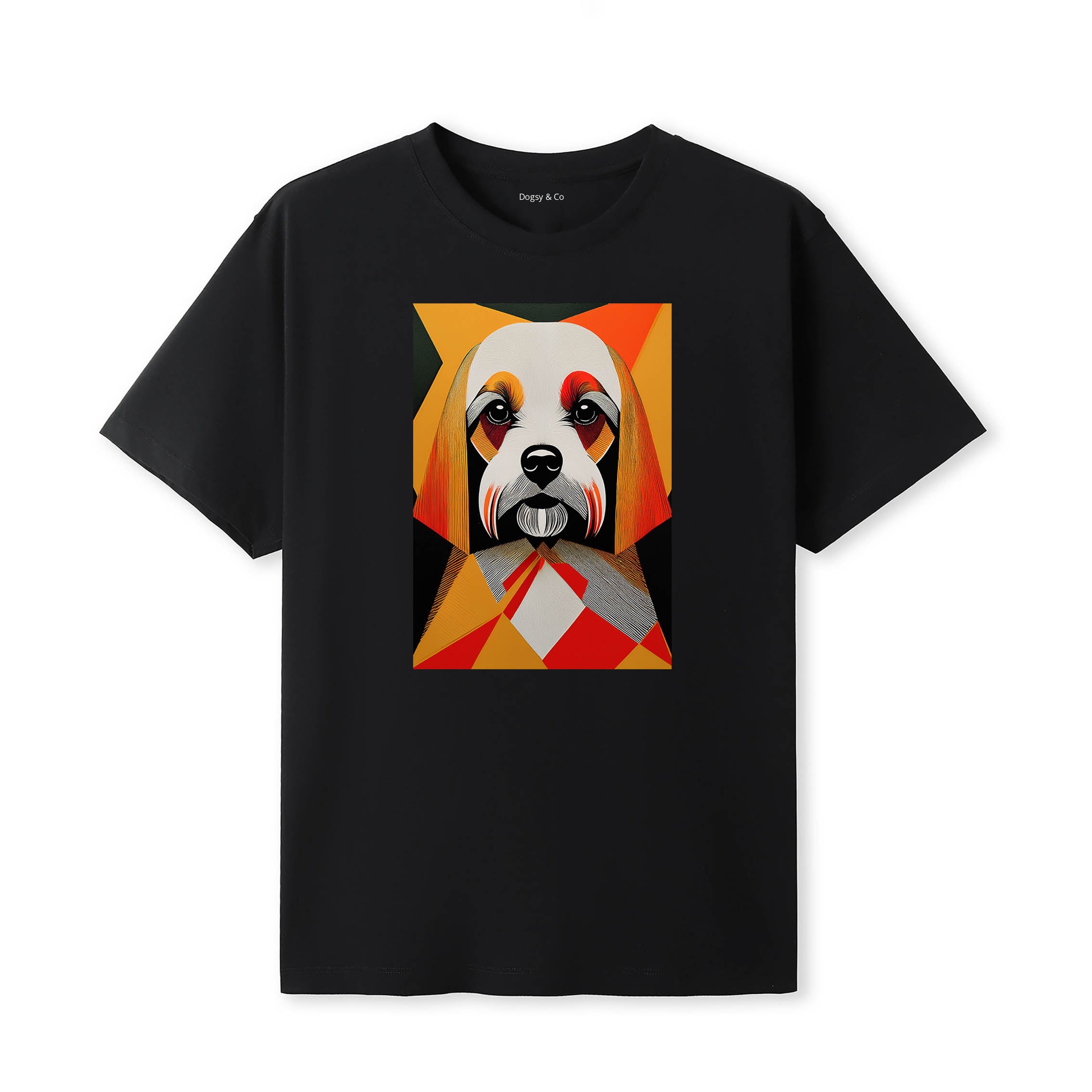 Maltese Retro Geo Orange Dog T-Shirt | Dogsy & Co