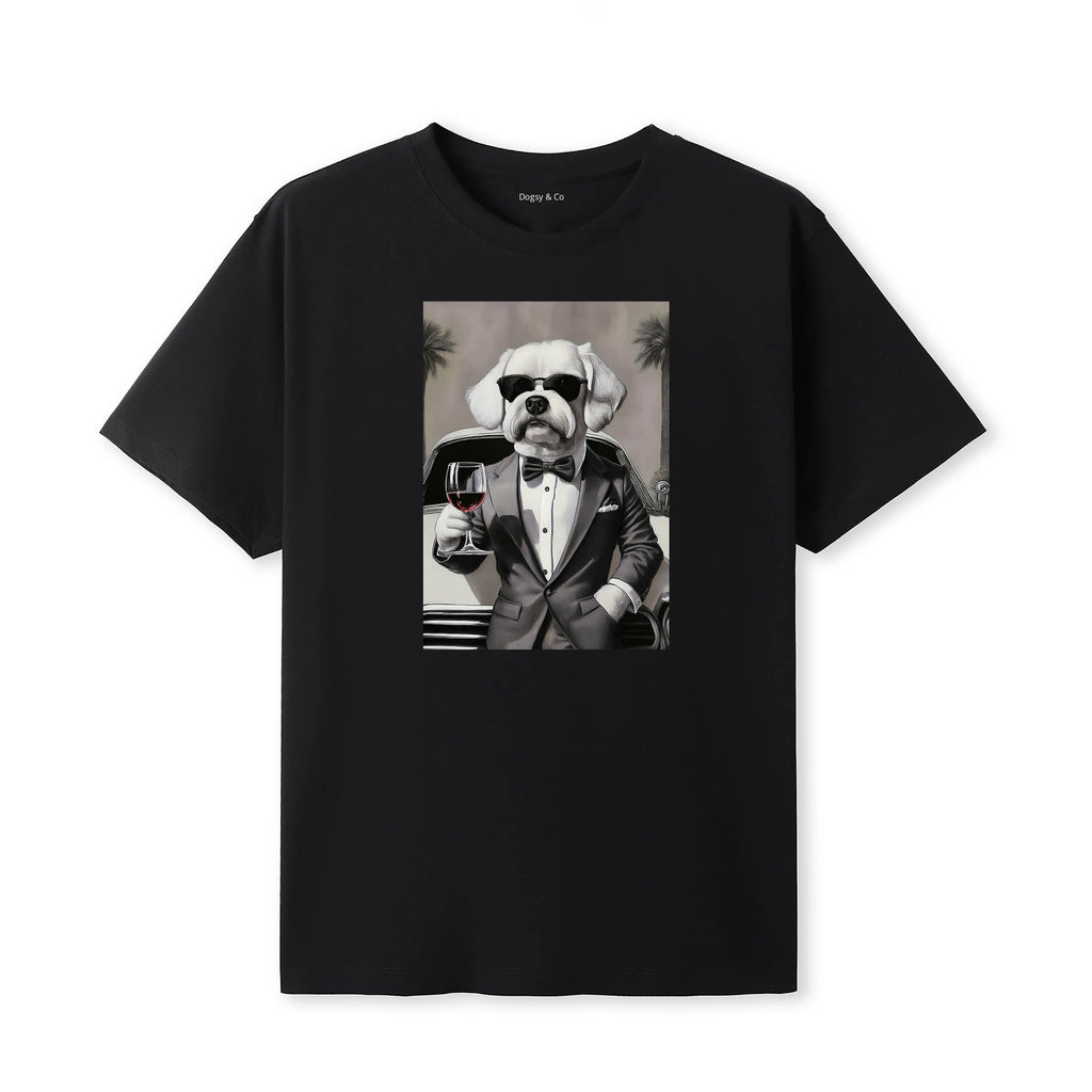 Maltese distinguished gentleman dog t-shirt - black